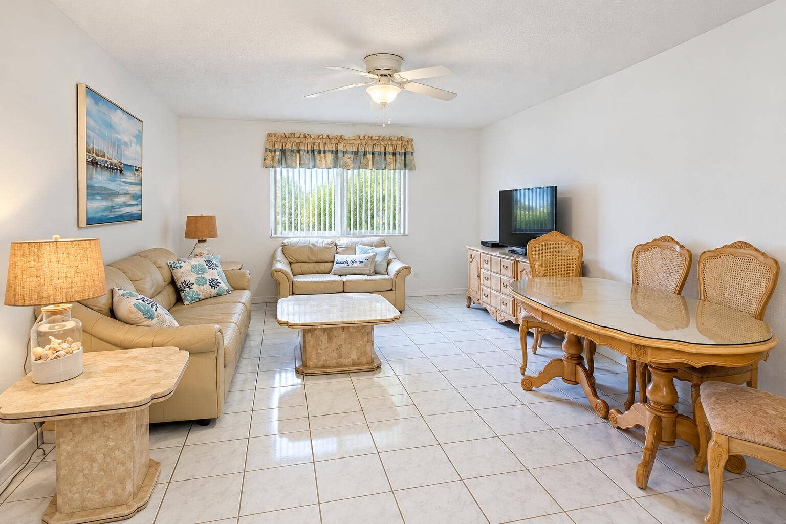 Bright Coastal Living and Dining Room 2