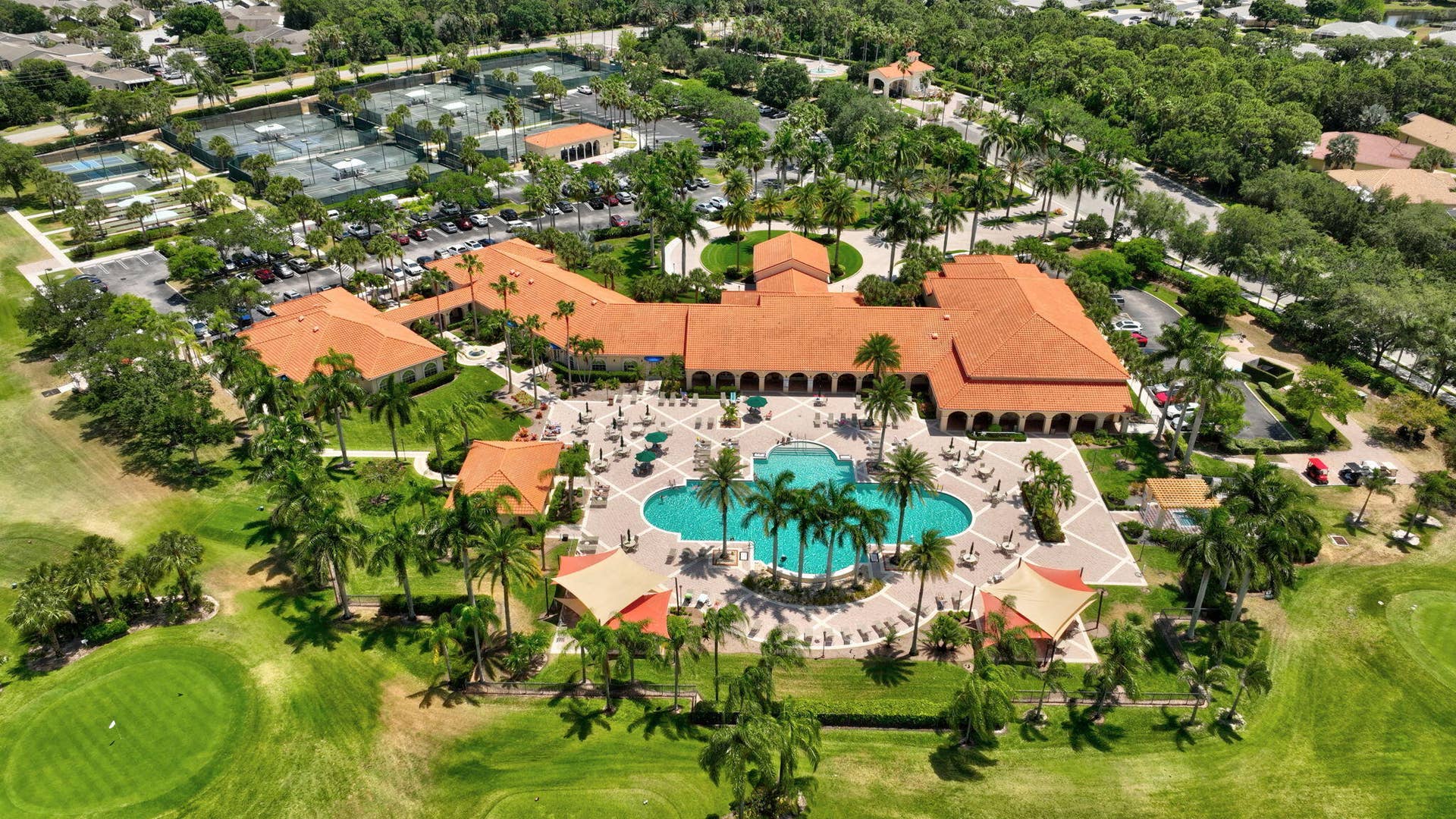 109 NW BAYCREST Court, Port St Lucie, FL 34986 Clubhouse and Pool Aerial View