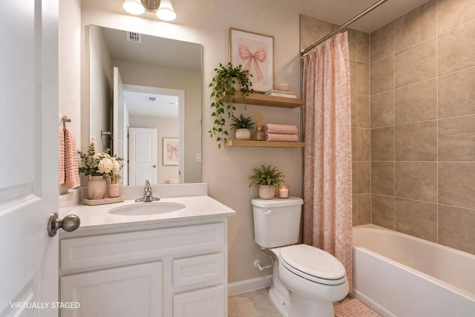 6555 POMELLO Court, Vero Beach, FL 32967 Blush-Toned Cozy Bathroom Staging