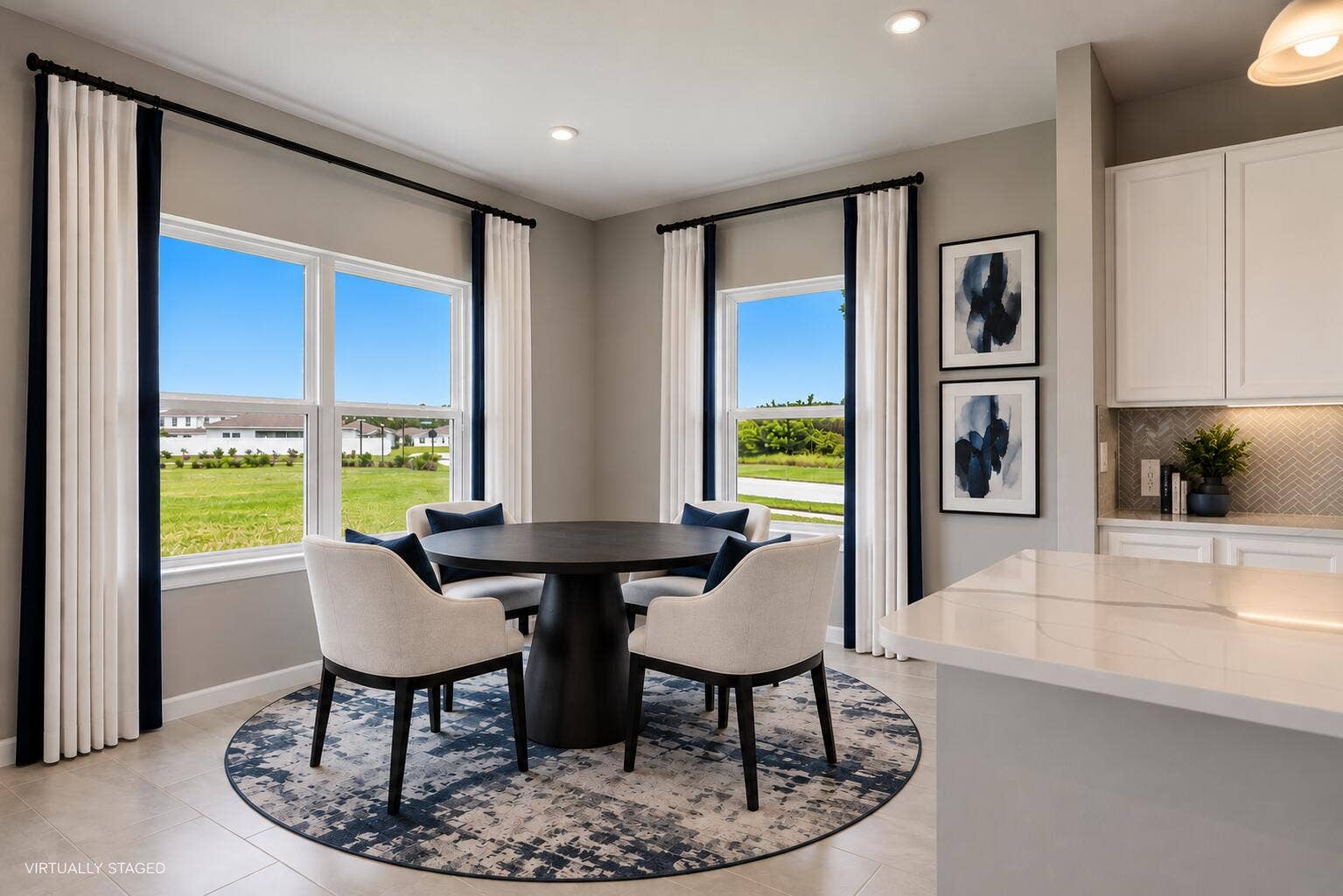 6555 POMELLO Court, Vero Beach, FL 32967 Virtually Staged Navy-Accented Breakfast