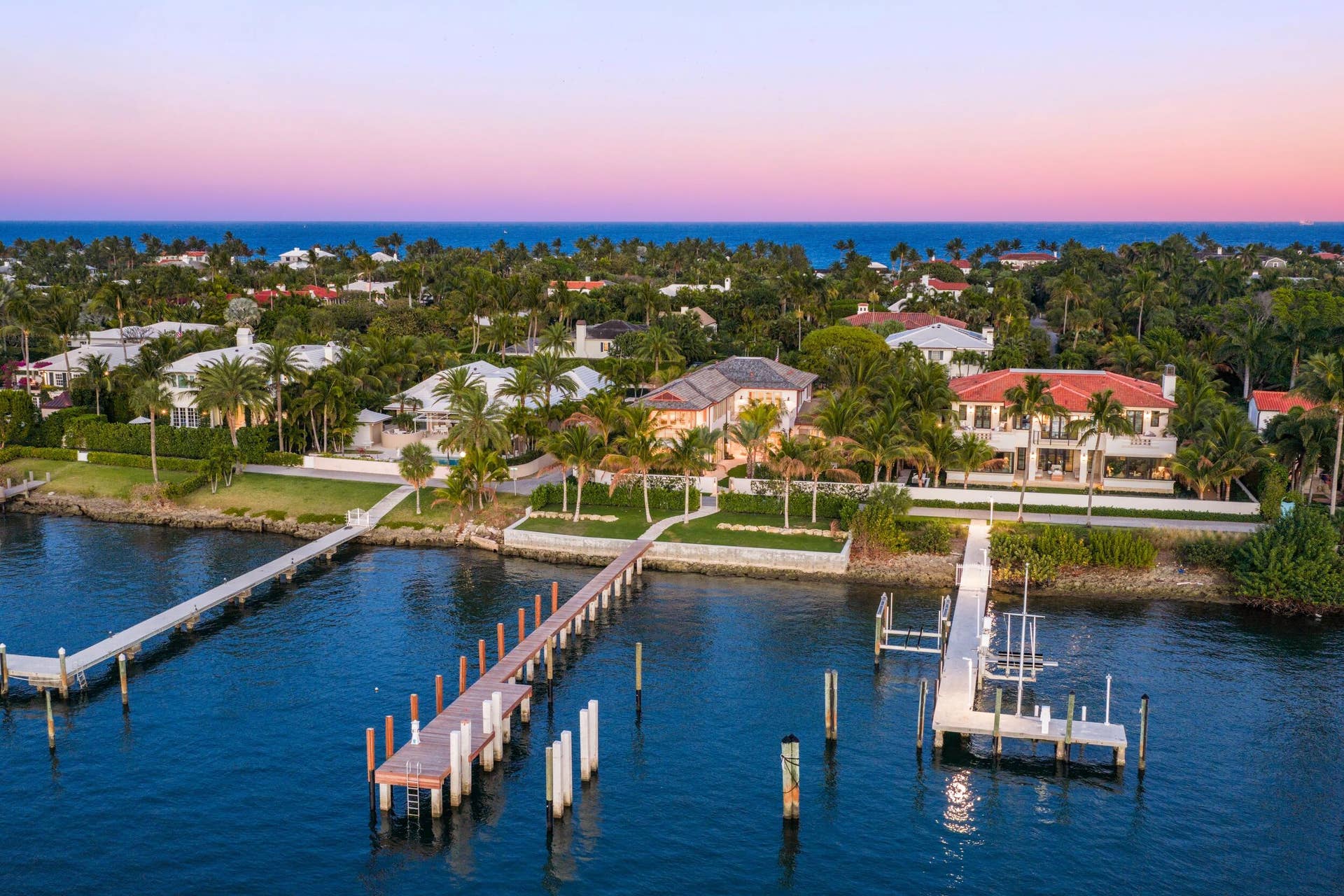 1265 N Lake Way, Palm Beach, FL 33480 21 - Twilight Aerial