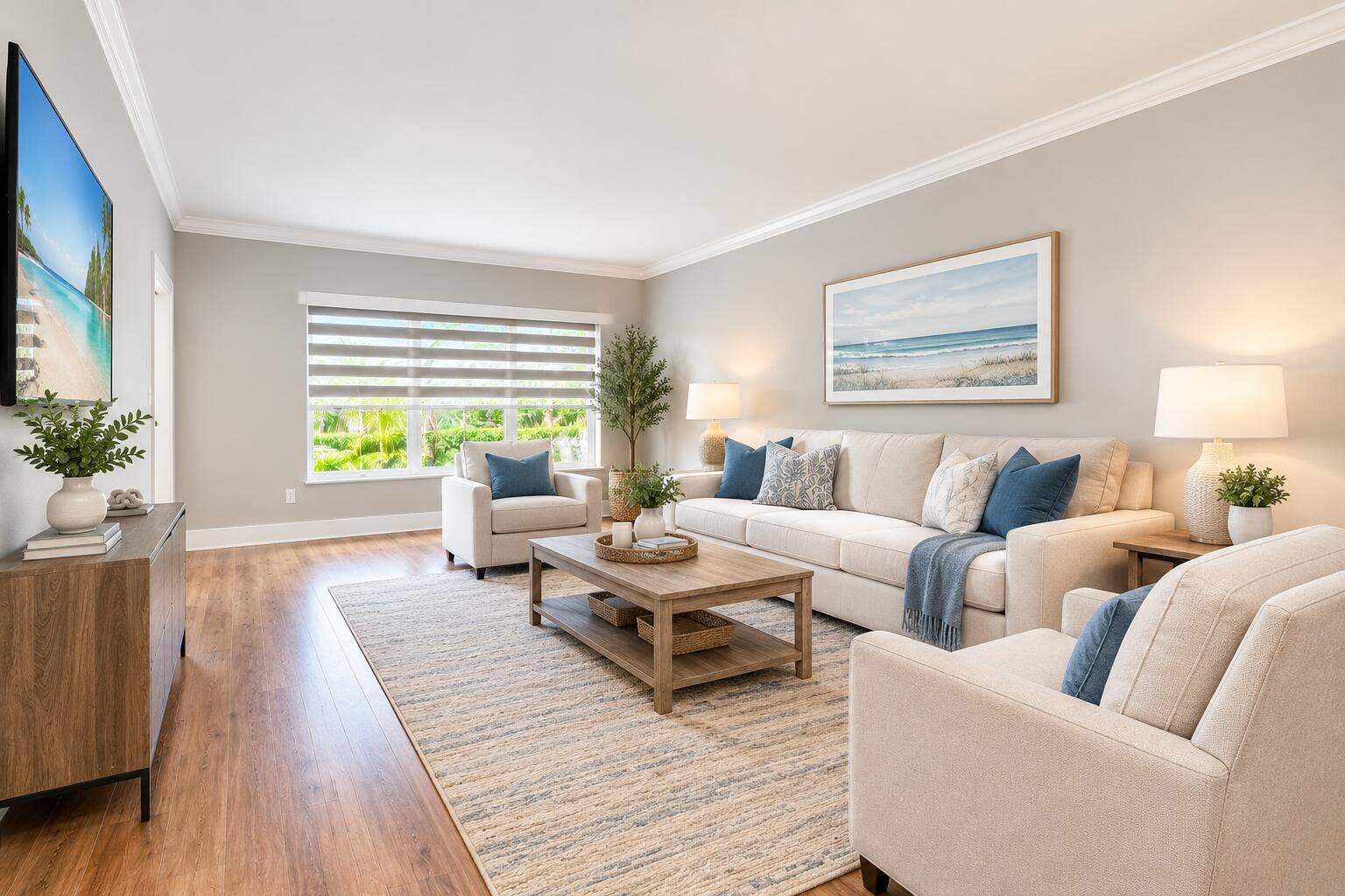730 GREENSWARD Court, #108-J, Delray Beach, Delray Beach, FL 33445 Sunlit Coastal Living Room Retreat