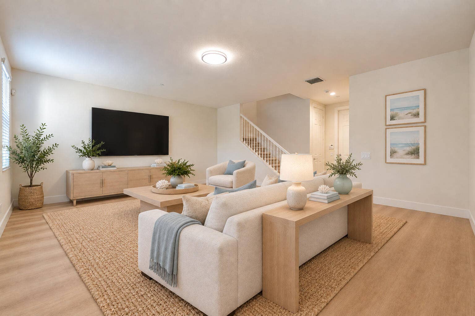 downstairs living room staged