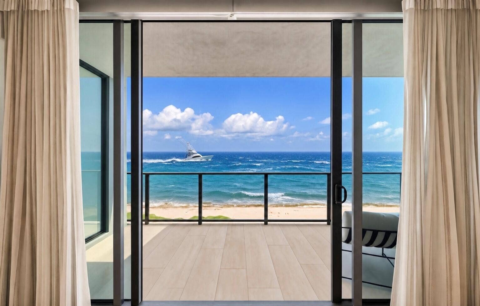 900 N OCEAN Boulevard, #1204, Pompano Beach, FL 33062 Floor-to-ceiling glass frames mesmerizing Atlantic Ocean views, creating an inspiring backdrop for a private den, executive office, or tranquil retreat.