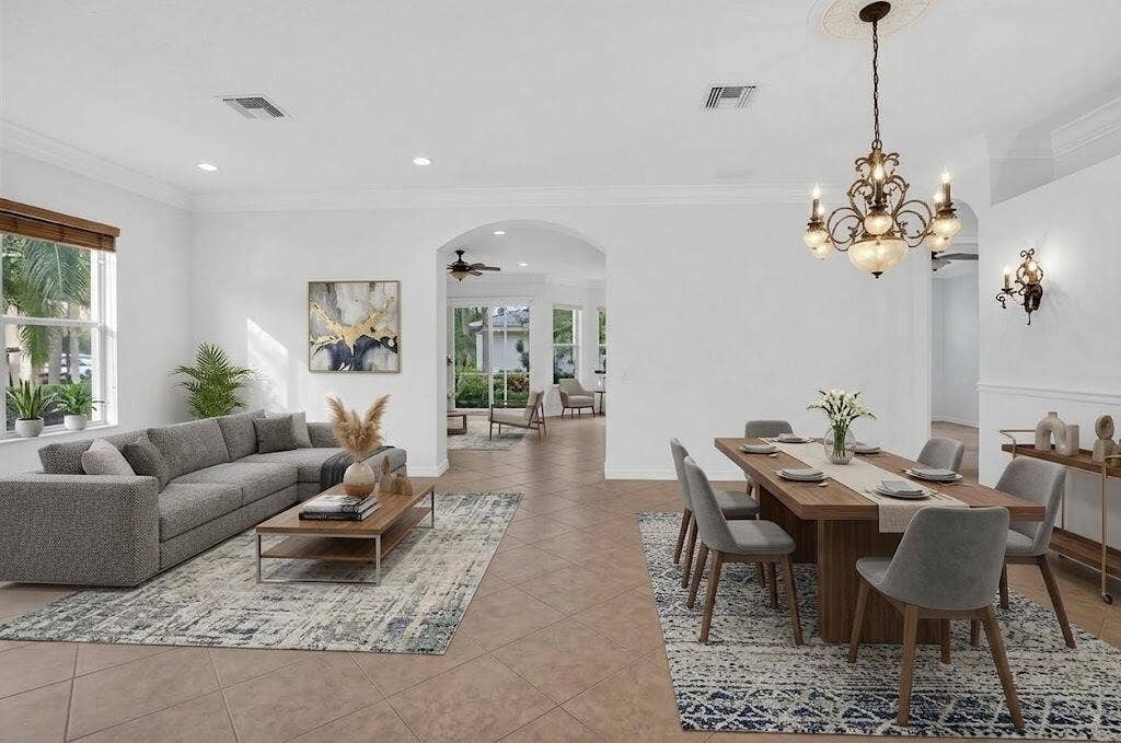 6931 Belmont Shore Drive, Delray Beach, FL 33446 Living Room and Dining Room