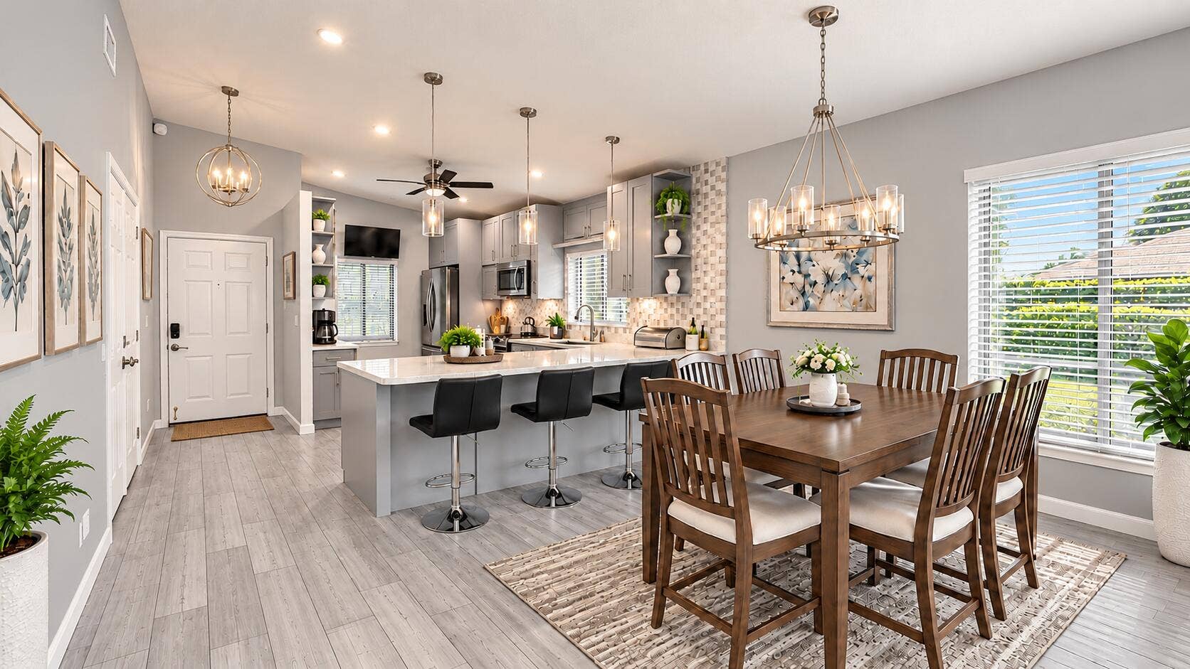 dining area open to the kitchen