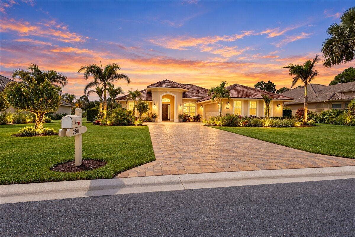 Twilight Luxury Home with Sunset Cur
