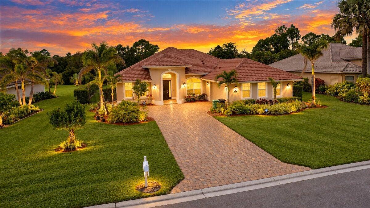 Mediterranean Home at Sunset