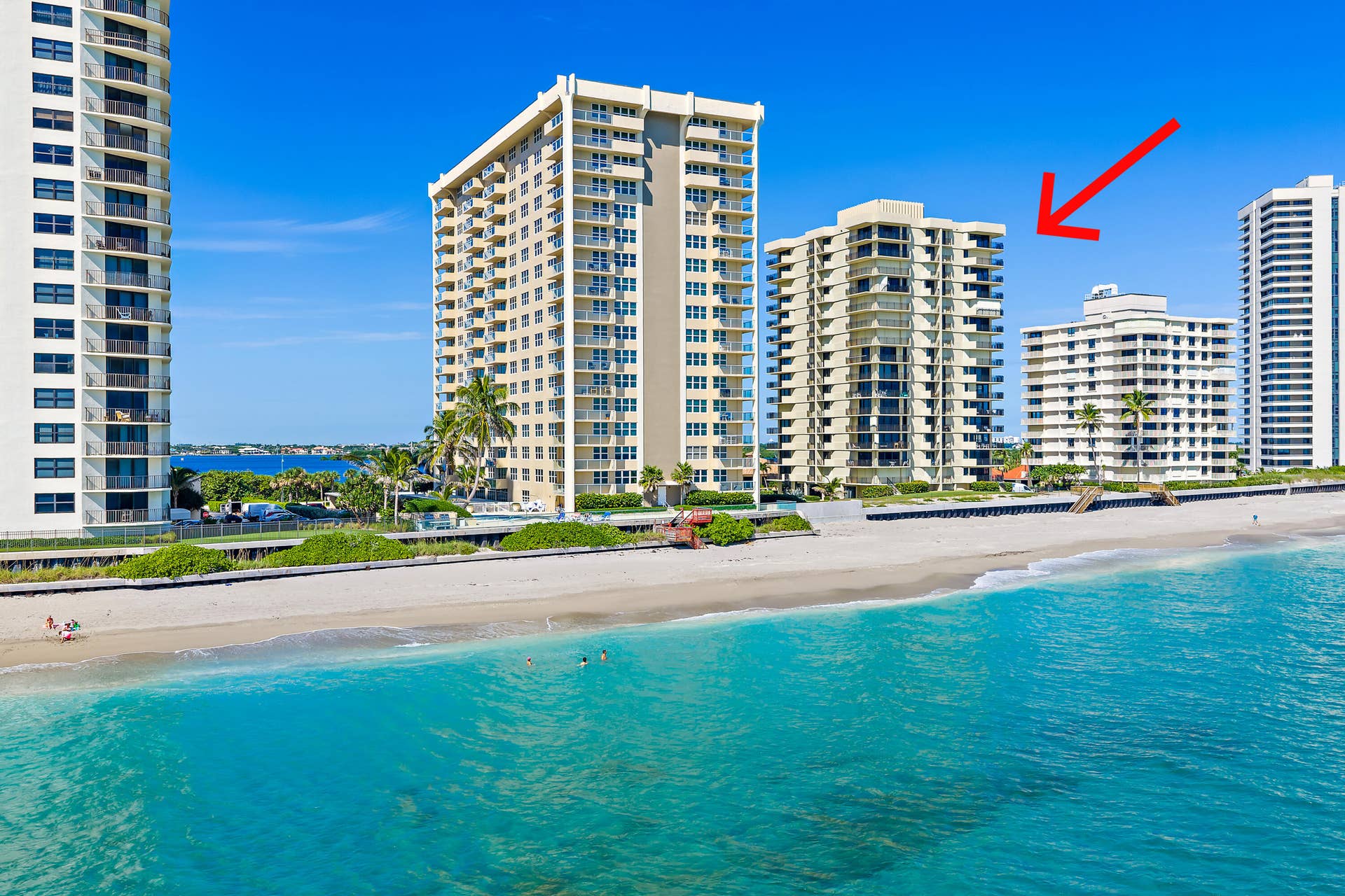5440 N OCEAN Drive, #PH205, Singer Island, FL 33404 Aquarius Aerial with arrow 1