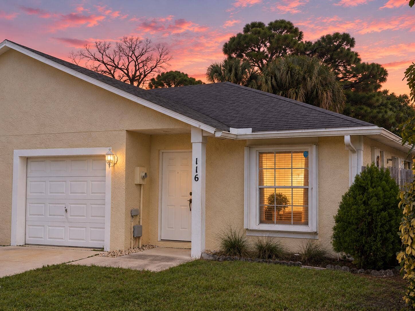 Suburban Sunset Home at Dusk