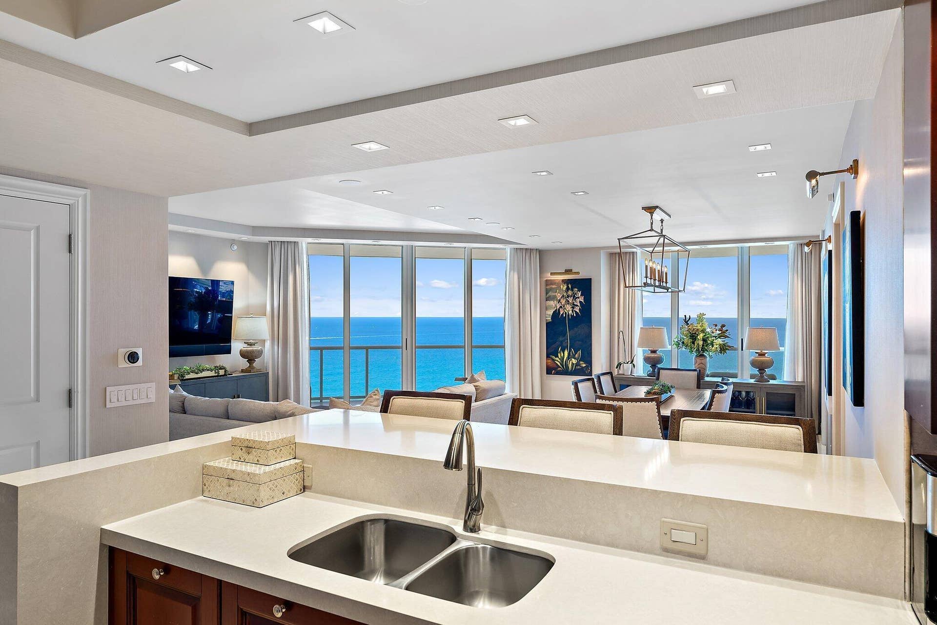 2700 N Ocean Drive, #2304b, Singer Island, FL 33404 Open Kitchen with Ocean Views