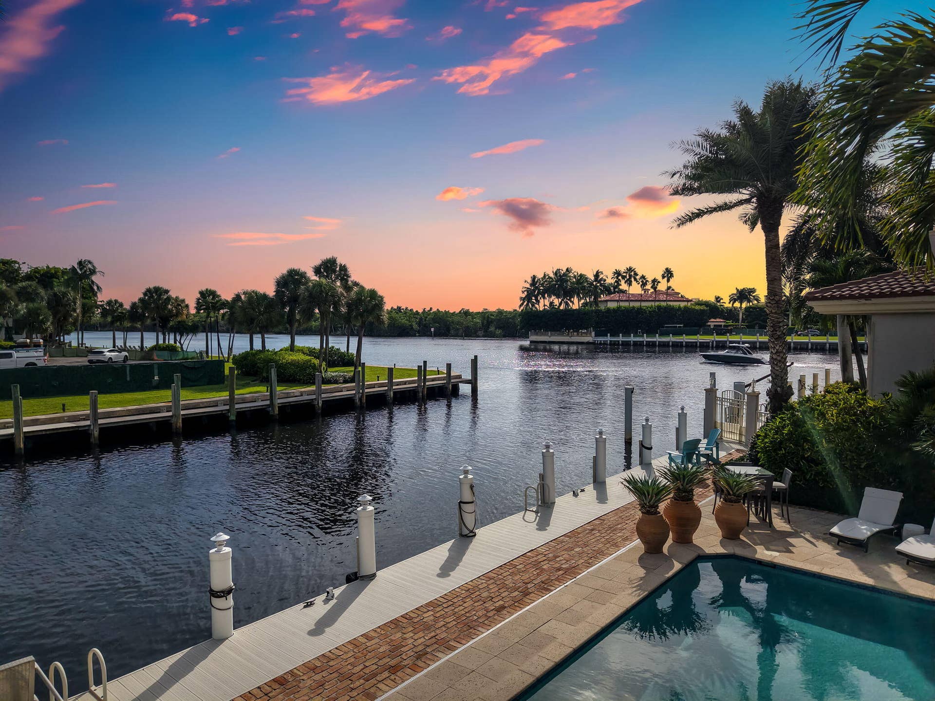 1014 Grand Court, Highland Beach, FL 33487 Intracoastal and Side Canal at Dusk