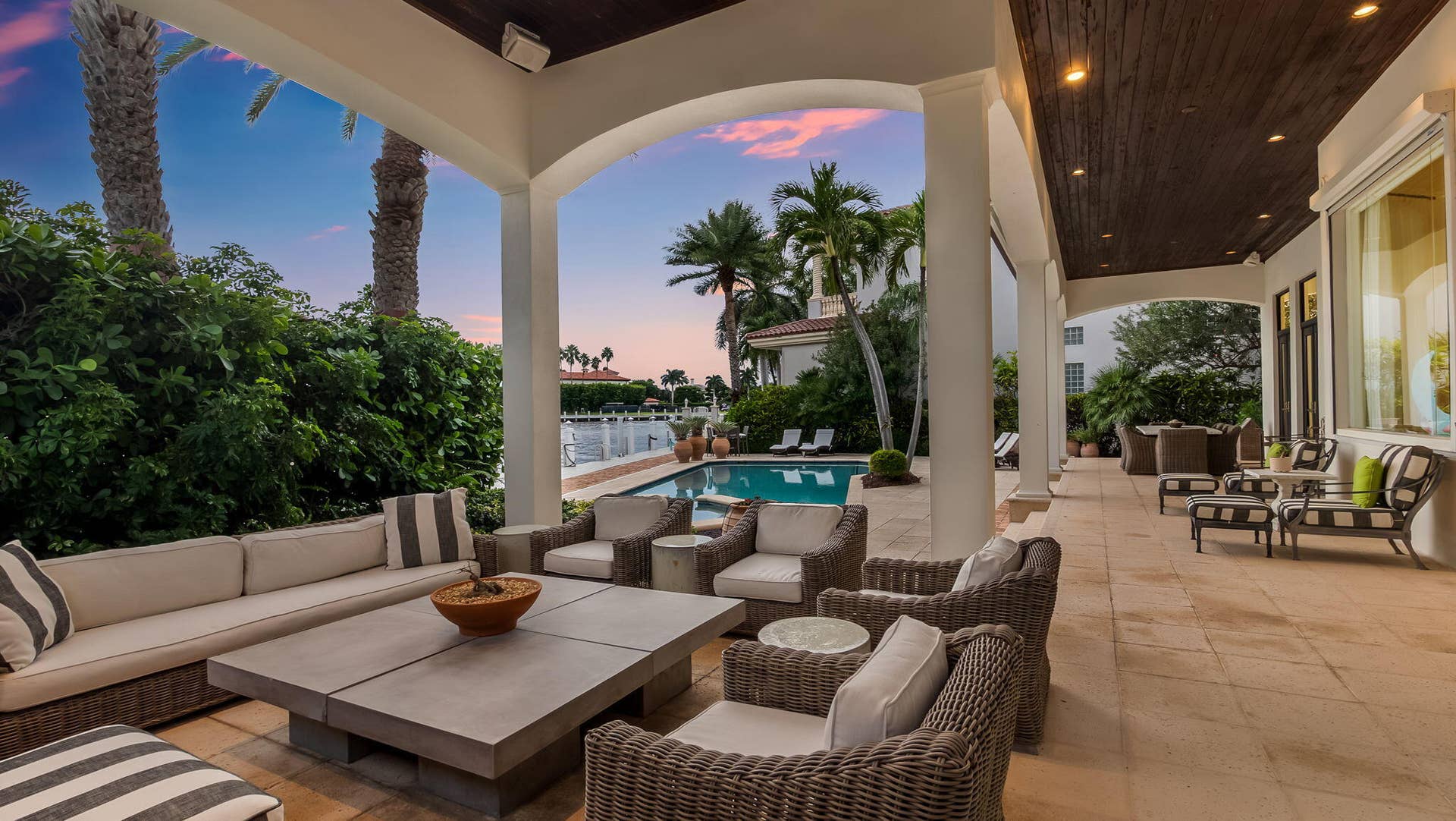 1014 Grand Court, Highland Beach, FL 33487 Outdoor Entertaining Area at Dusk