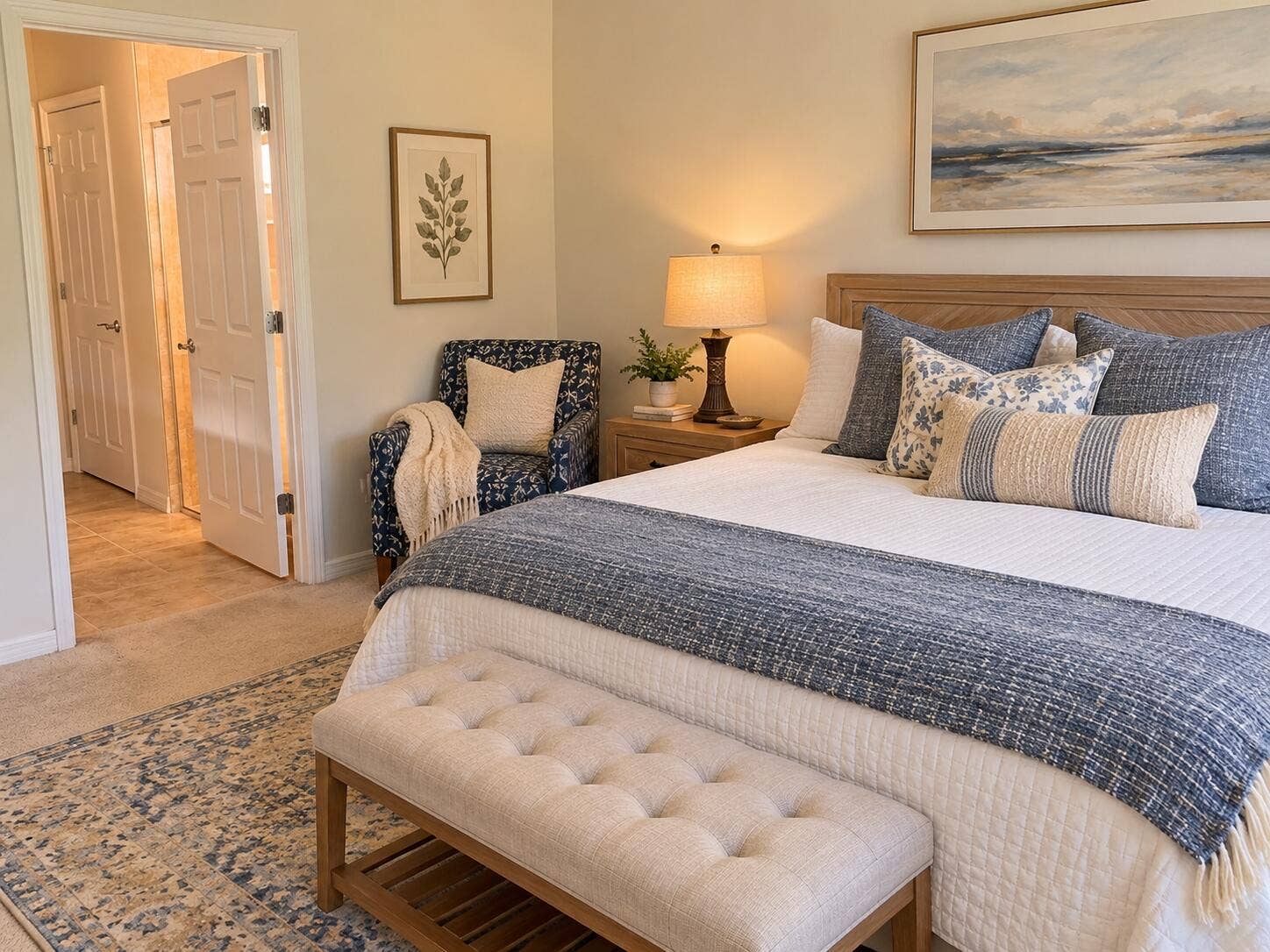 Virtually staged primary bedroom