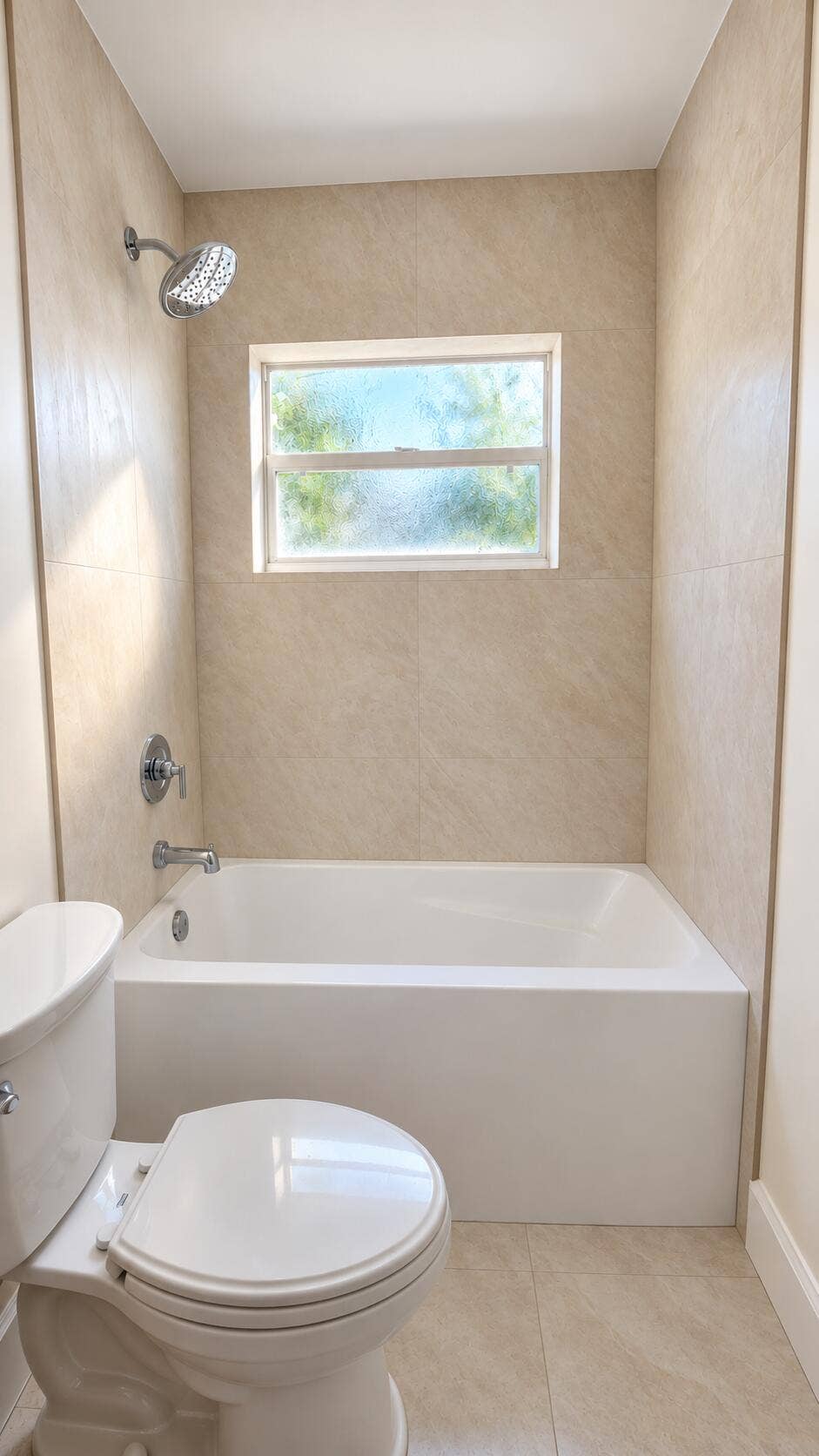 Bright Minimalist Marble-Tiled Bathroom