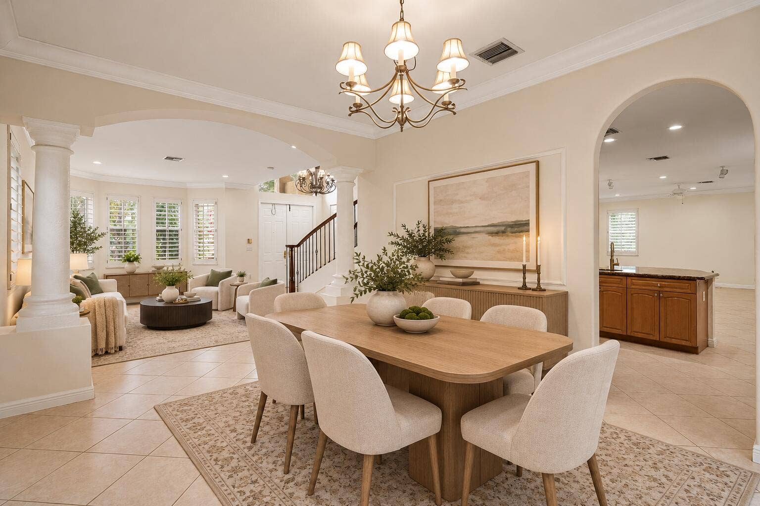 6395 Stonehurst Circle, Lake Worth, FL 33467 Warm Neutral Open-Plan Dining and Living
