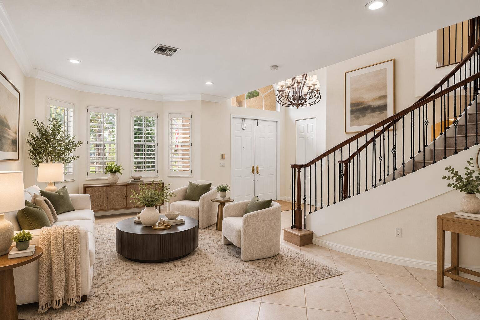 6395 Stonehurst Circle, Lake Worth, FL 33467 Elegant Neutral Living Room and Foyer