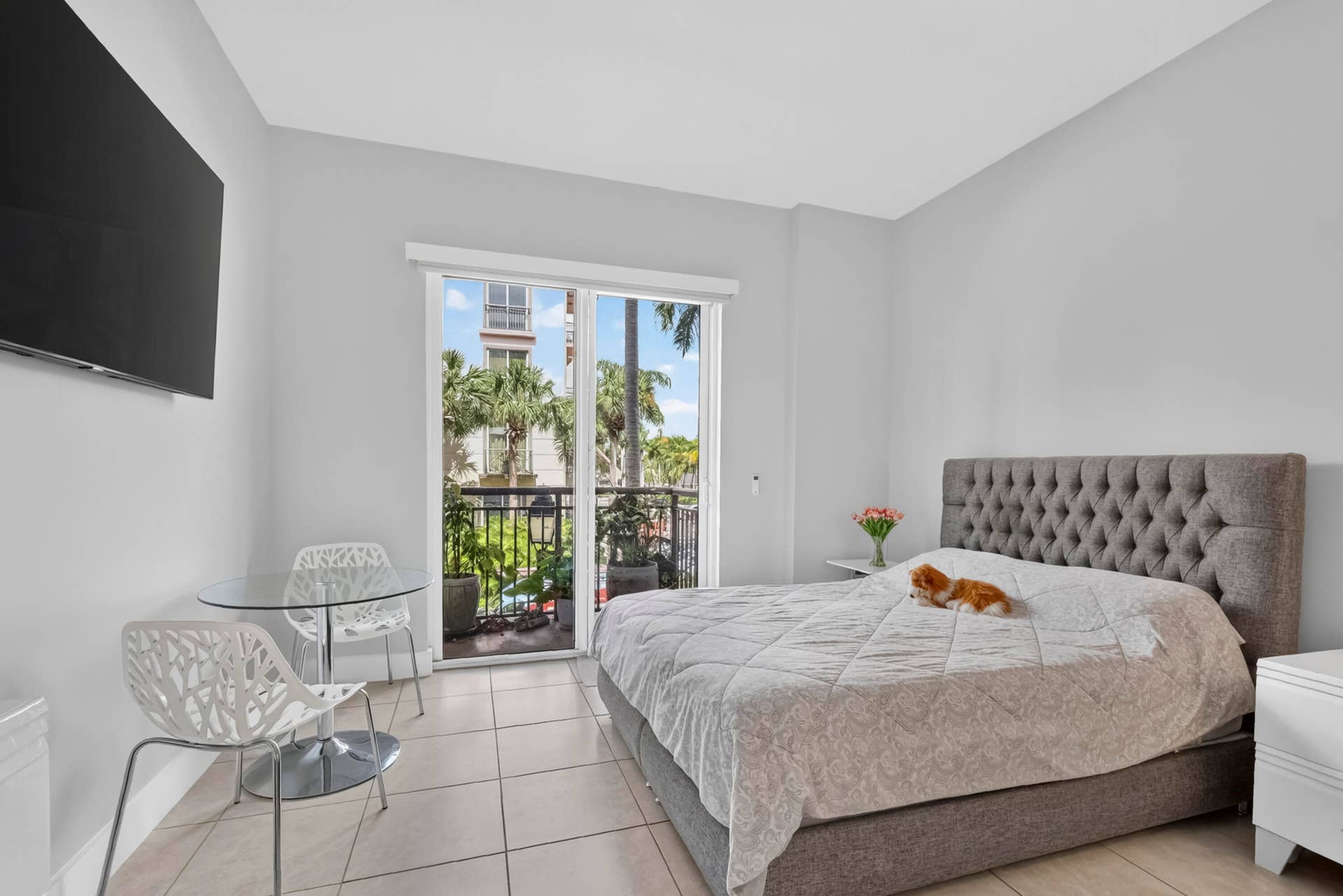 2631 NE 14TH Avenue, #216, Wilton Manors, FL 33334 Primary bed room, with balcony & high ceilings.