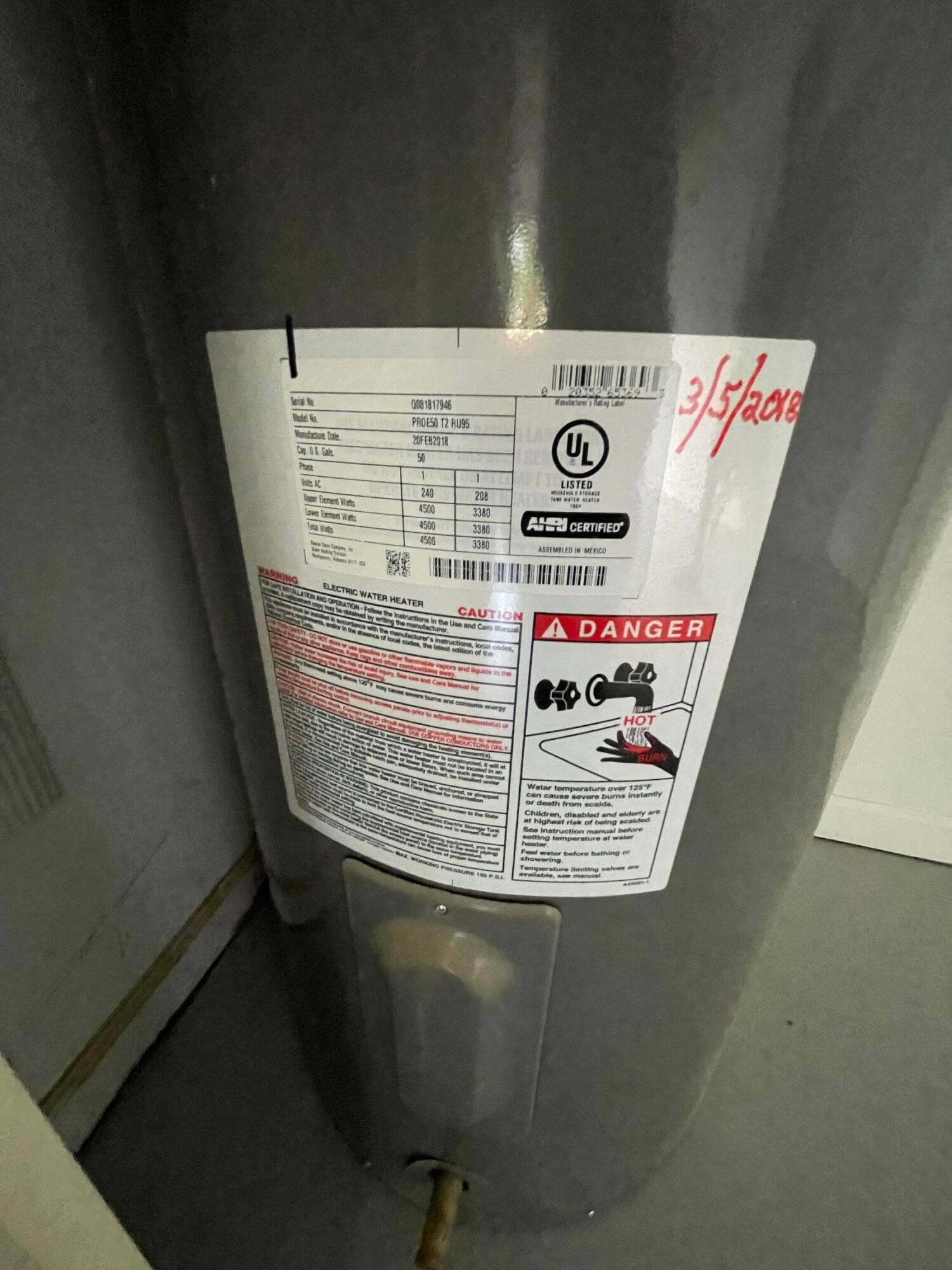 7911 Laina Lane, #1, Boynton Beach, FL 33437 Water Heater February 20, 2018