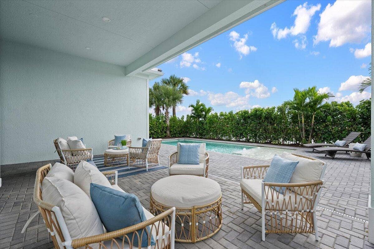 Covered Patio with Pool Views