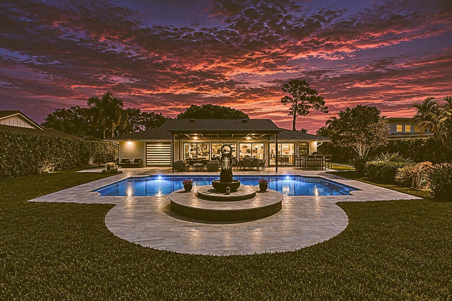 612 PINE LAKE Drive, Delray Beach, FL 33445 Night Shot House Rear
