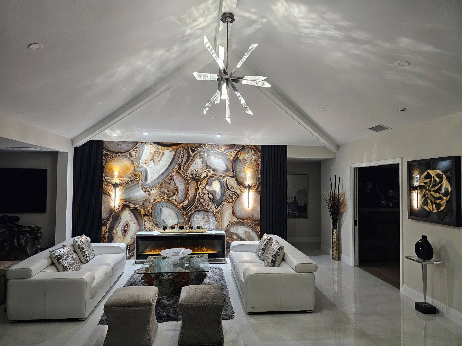 612 PINE LAKE Drive, Delray Beach, FL 33445 Living Room Night View