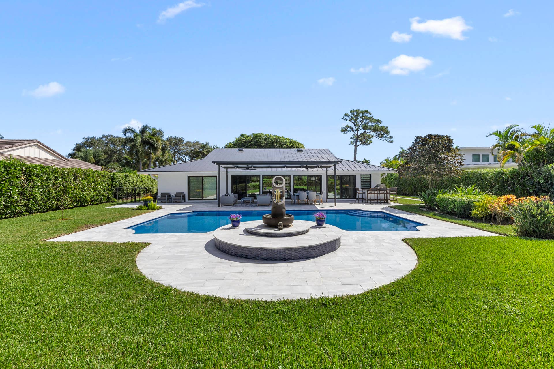 612 PINE LAKE Drive, Delray Beach, FL 33445 Pool & House Rear View