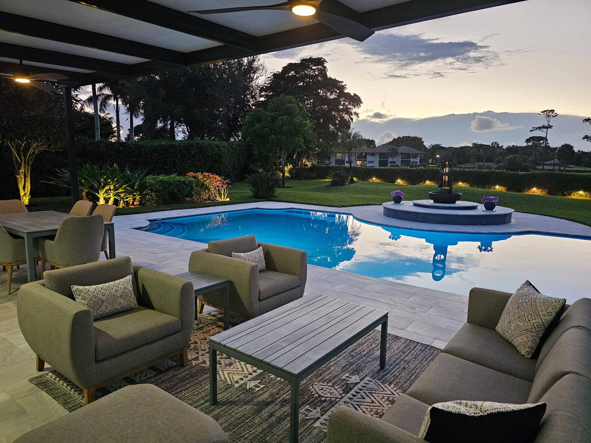 612 PINE LAKE Drive, Delray Beach, FL 33445 Night Shot Pergola Pool