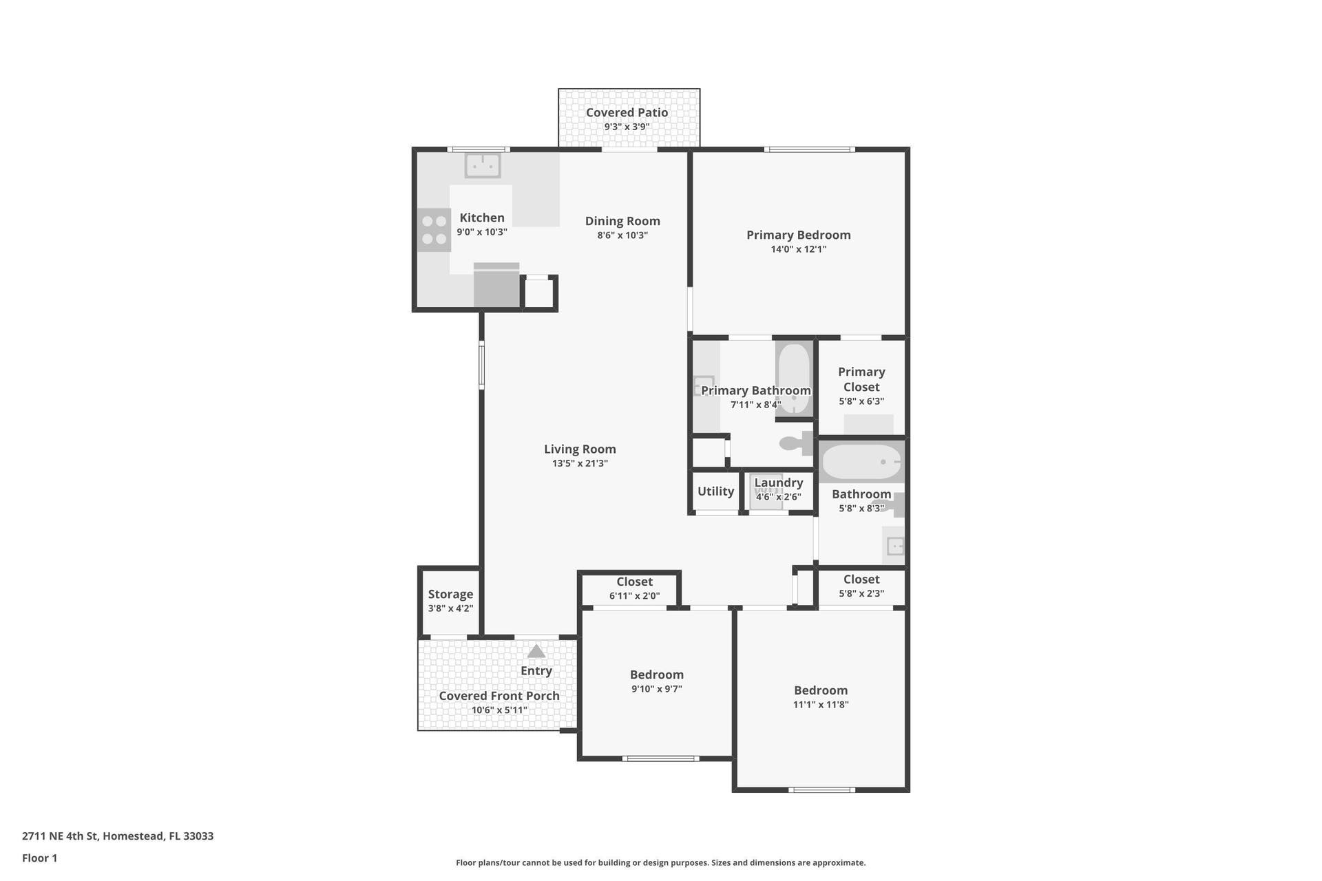 2711 NE 4 Street, #101, Homestead, FL 33033 Floorplan