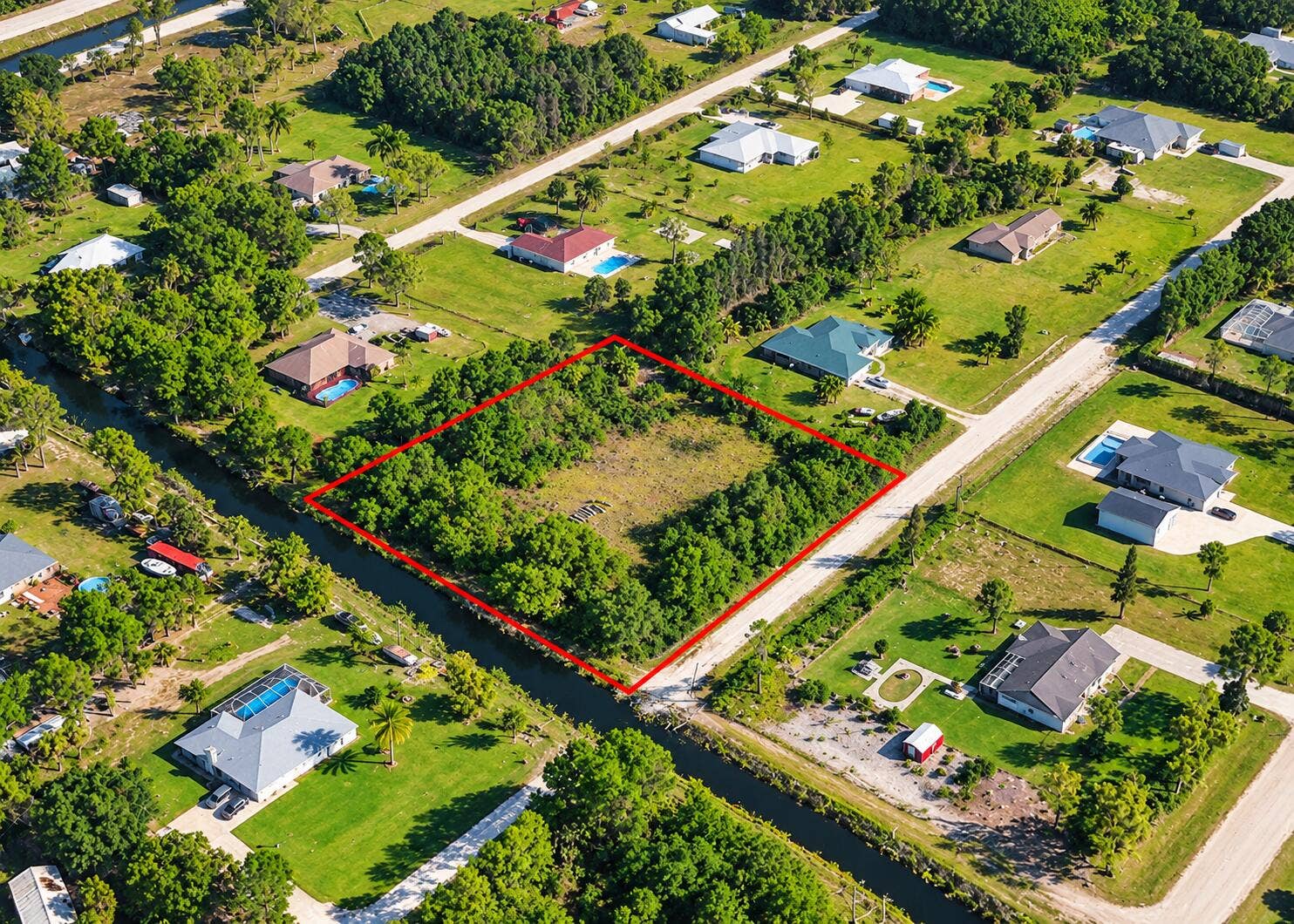 Red-Outlined Vacant Lot Aerial View