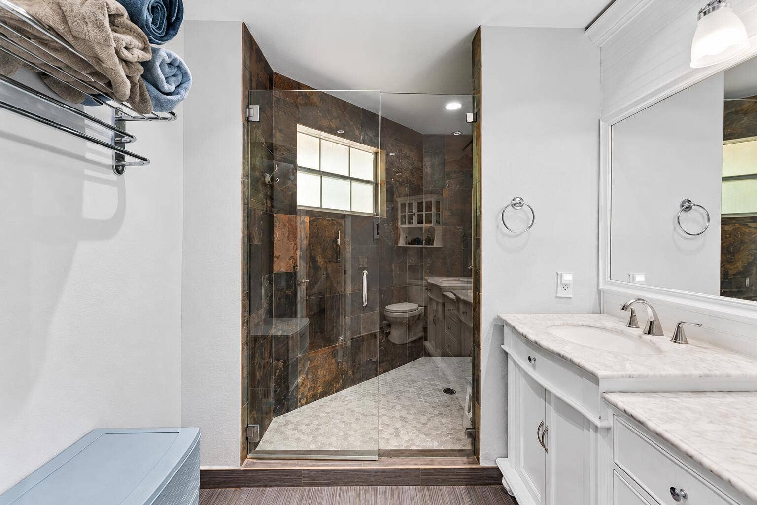 Crisp Contemporary Walk-In Shower Bathro