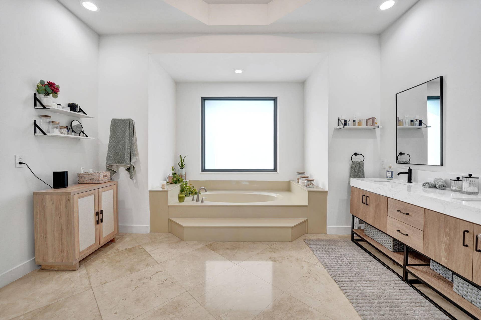 Large soaking tub