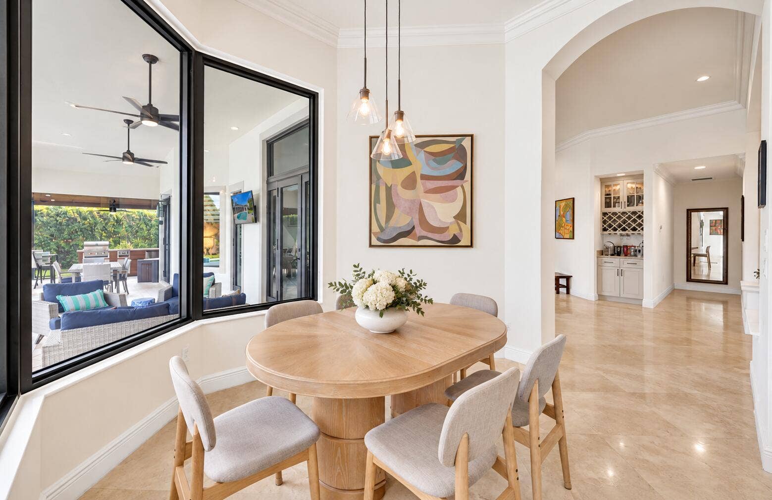 Eat-in kitchen with a bay window view