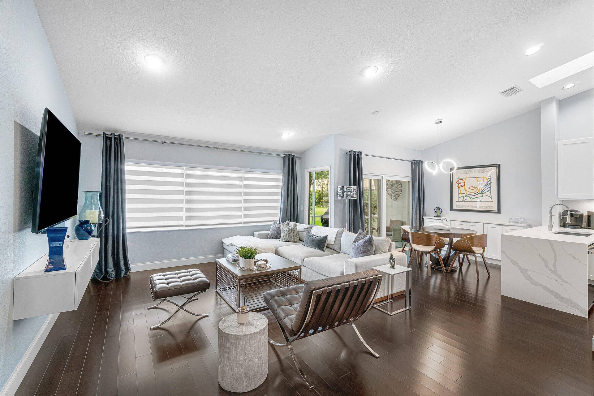 Open kitchen/ open living room/ dining room