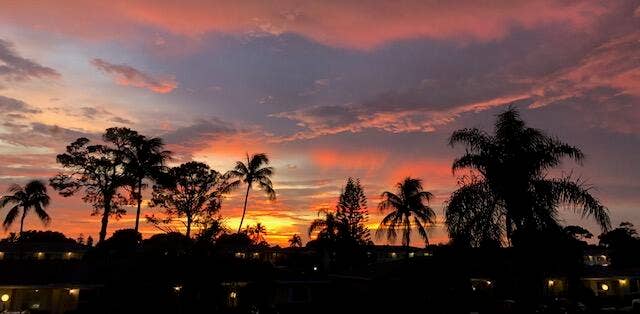 western sunset from kitchen & guest room