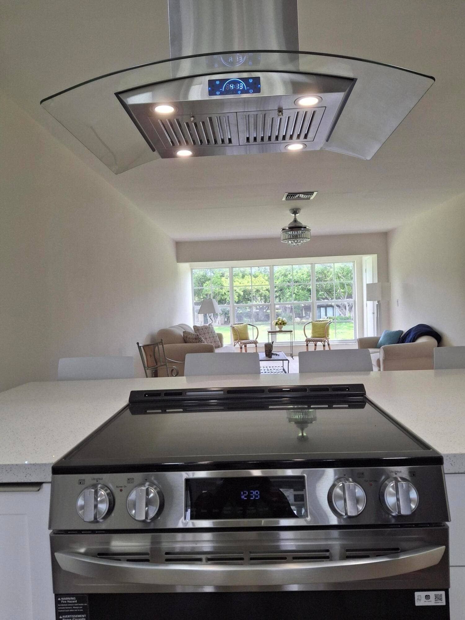 Stainless hood over stove