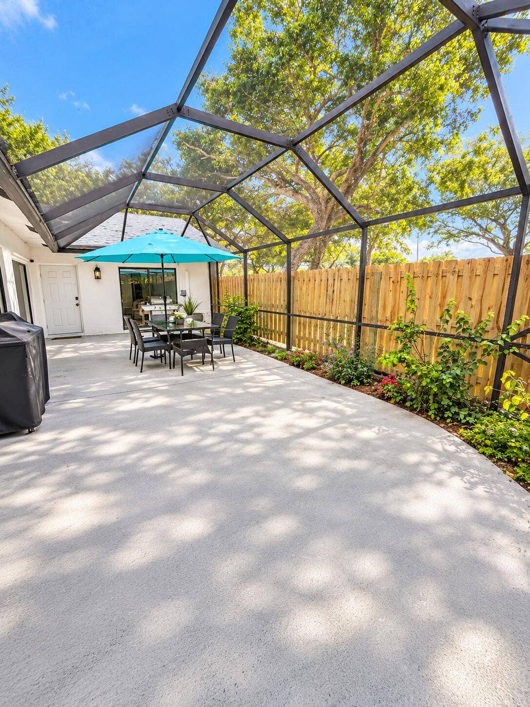 Enclosed patio and front door