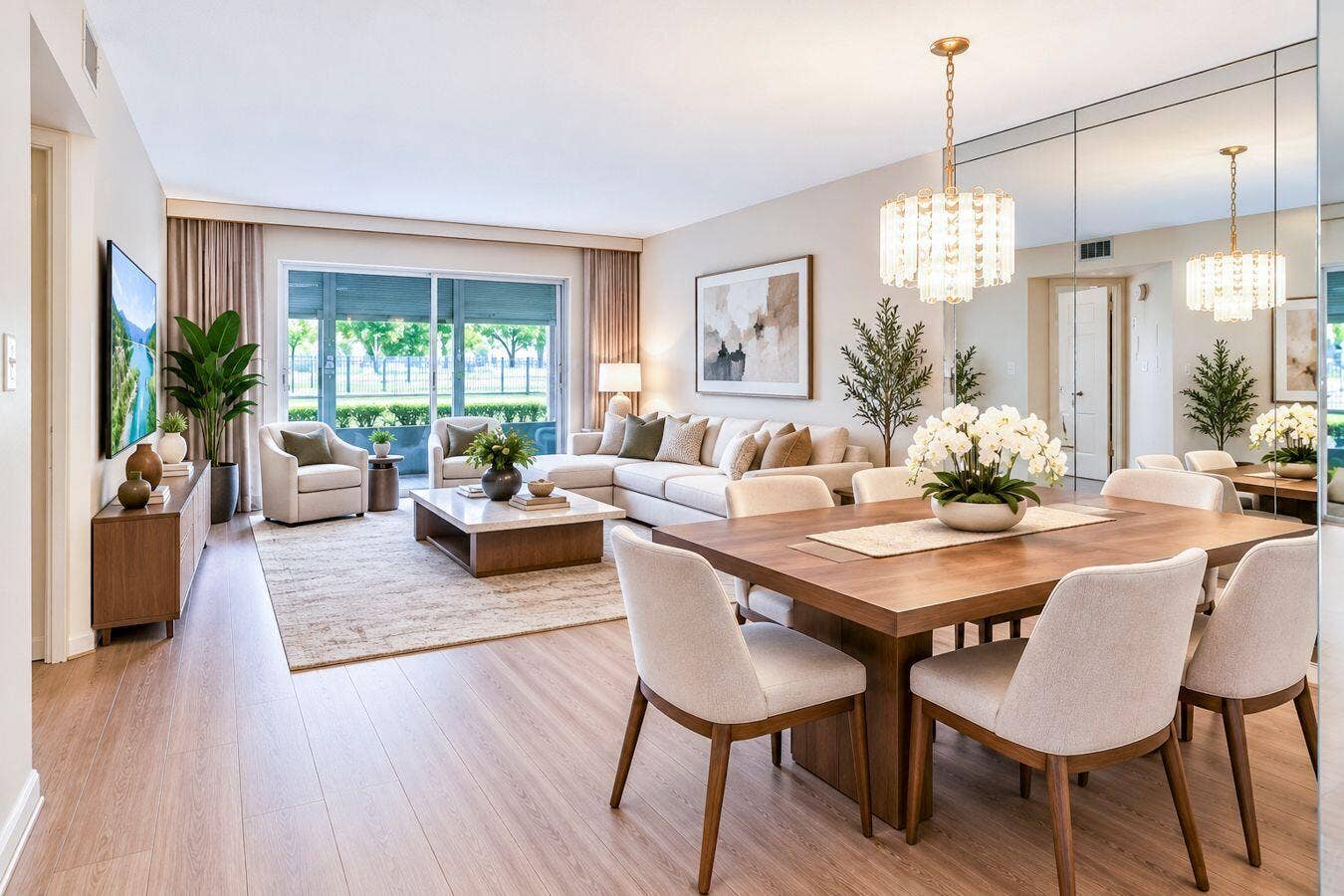 1703 Andros Isle, #J1, Coconut Creek, FL 33066 Virtual Staging - Living-Room and Dining-Room