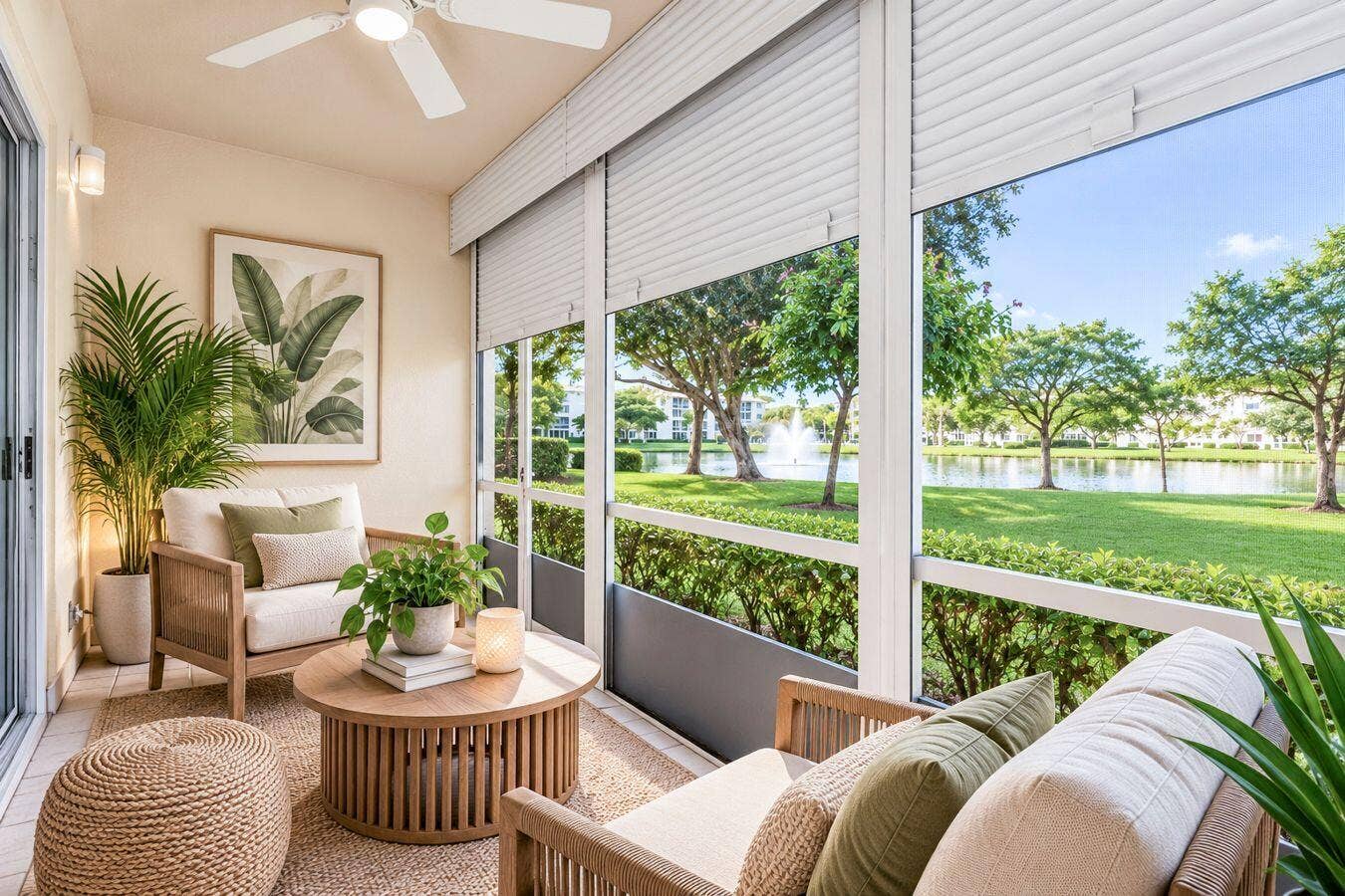 1703 Andros Isle, #J1, Coconut Creek, FL 33066 Virtual Staging - Screened in Patio