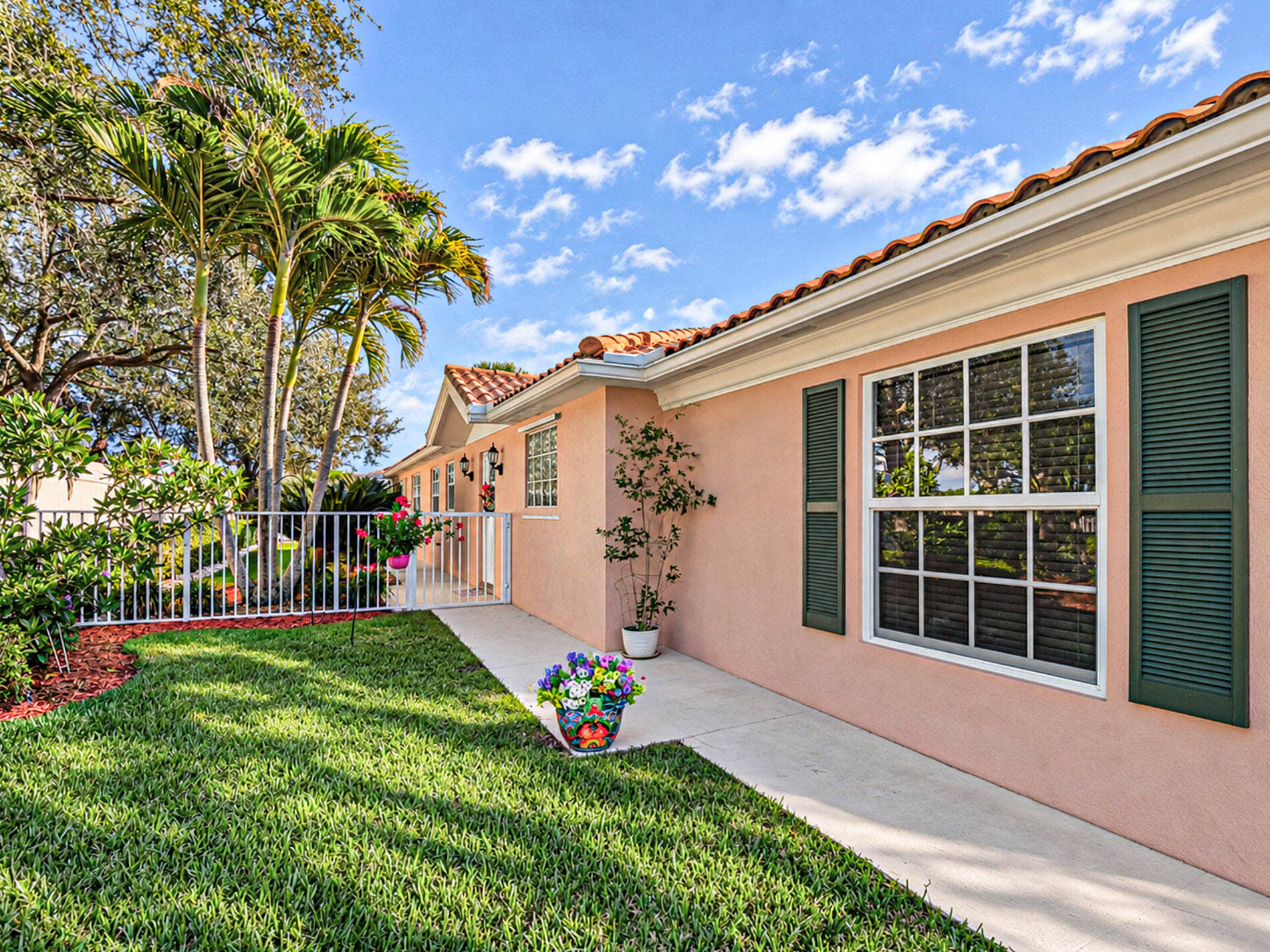 Corner home with landscaped side yard