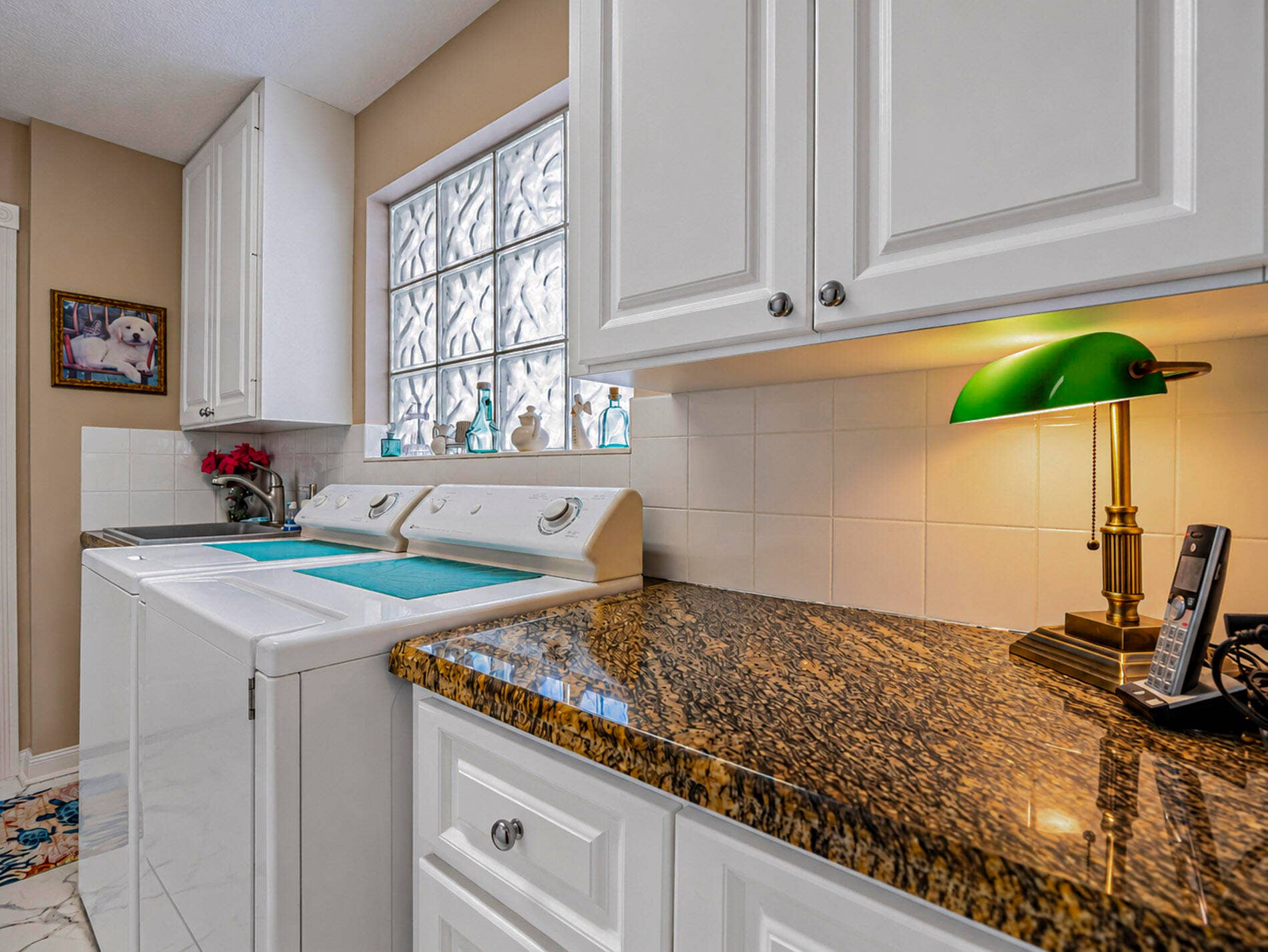Granite counters in large laundry room