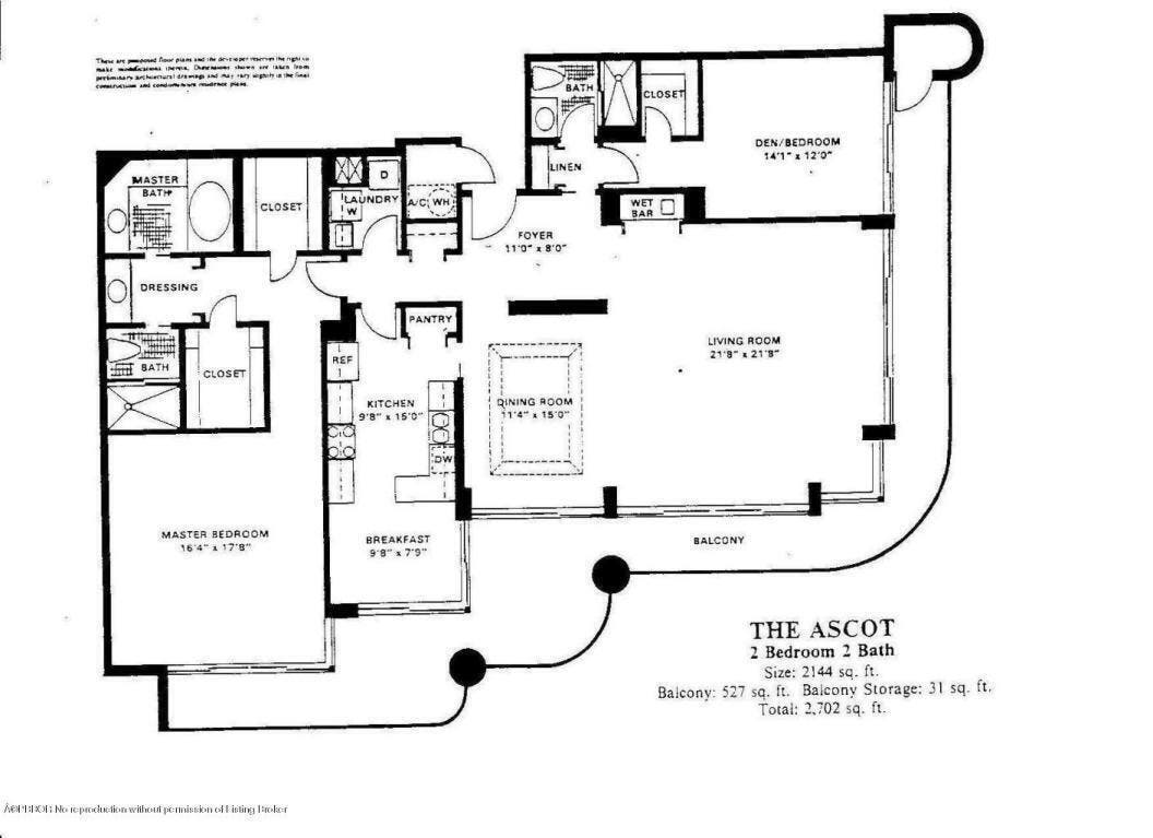 2427 PRESIDENTIAL Way, #803, West Palm Beach, FL 33401 Floor Plan