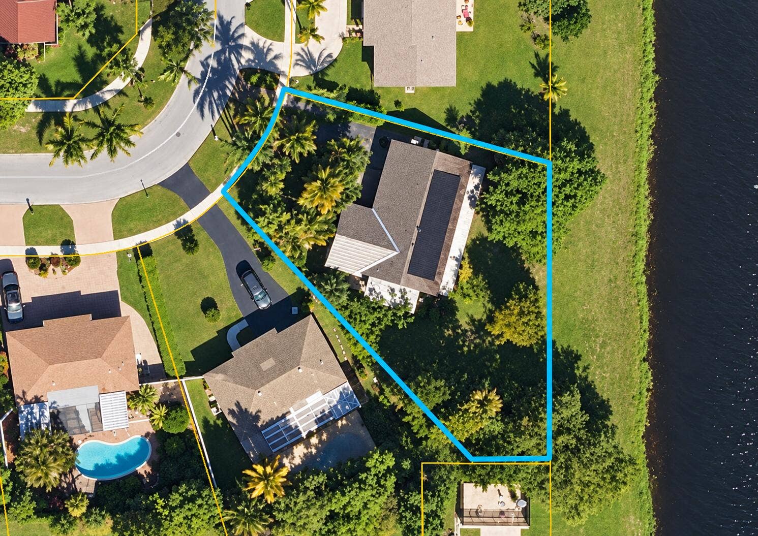 19686 Carolina Circle, Boca Raton, FL 33434 aerial waterfront lot
