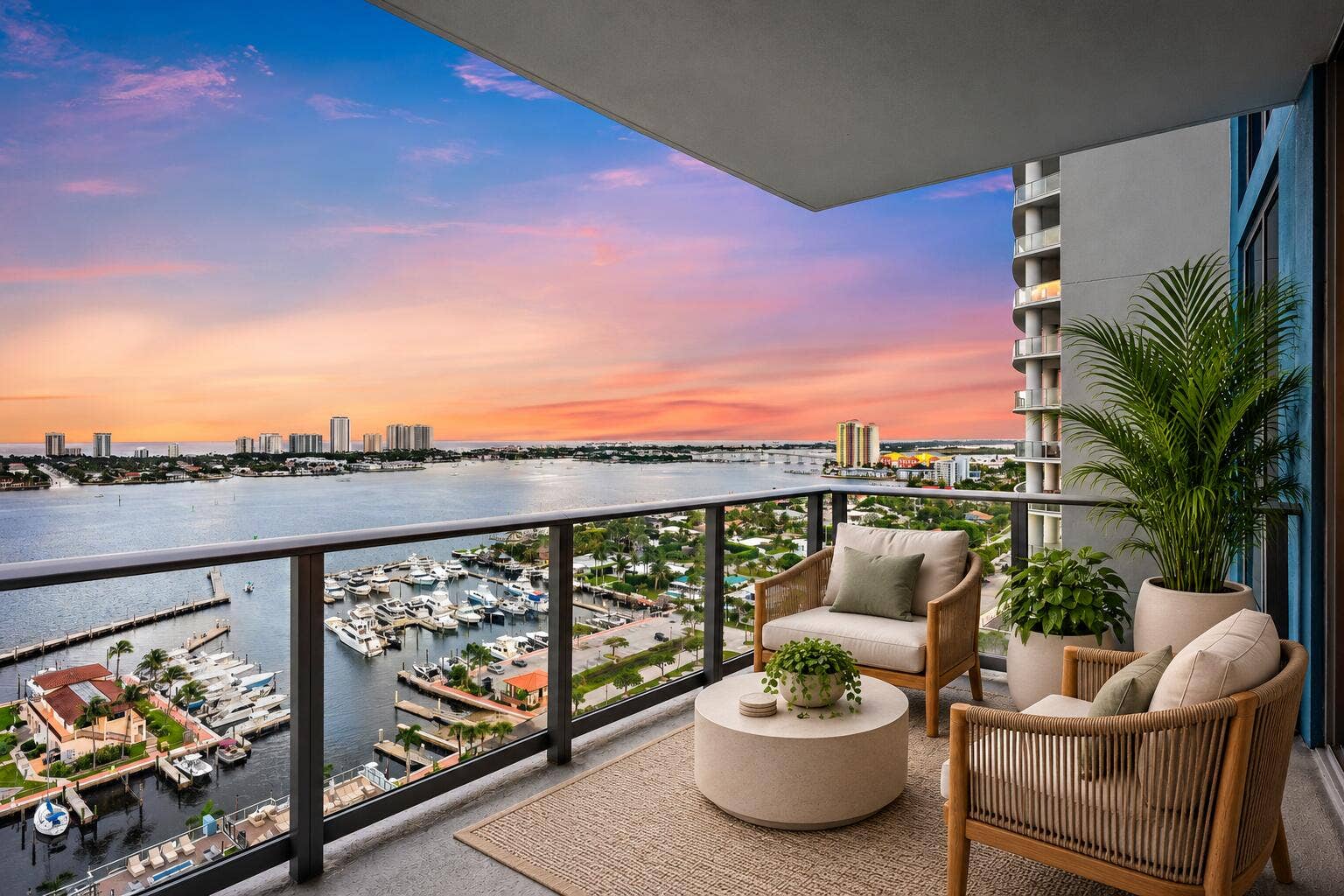 220 Lake Shore Drive, #1802, Lake Park, FL 33403 Virtually Staged Covered Balcony