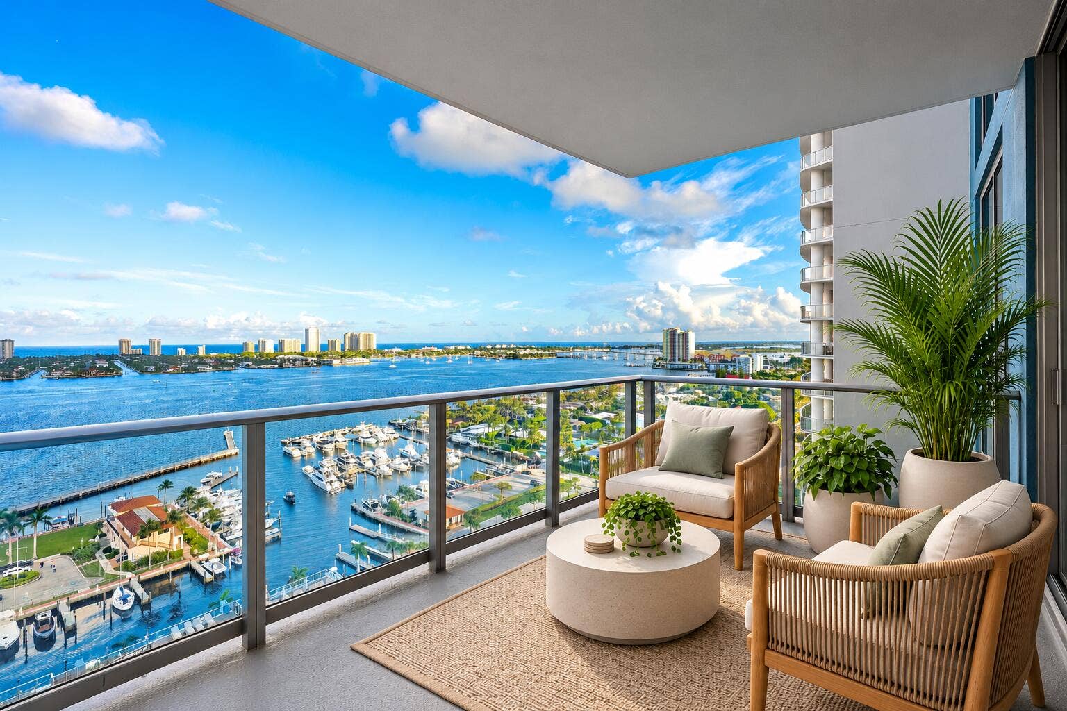 220 Lake Shore Drive, #1802, Lake Park, FL 33403 Virtually Staged - Covered Balcony