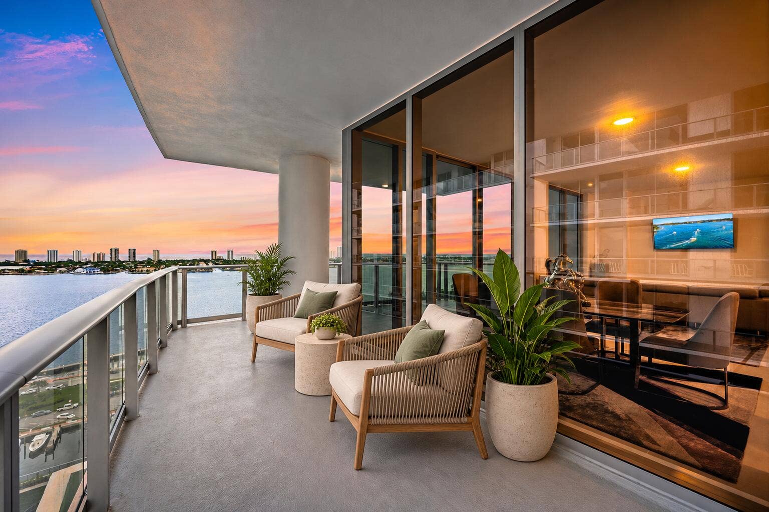 220 Lake Shore Drive, #1802, Lake Park, FL 33403 Virtually Staged Covered Balcony