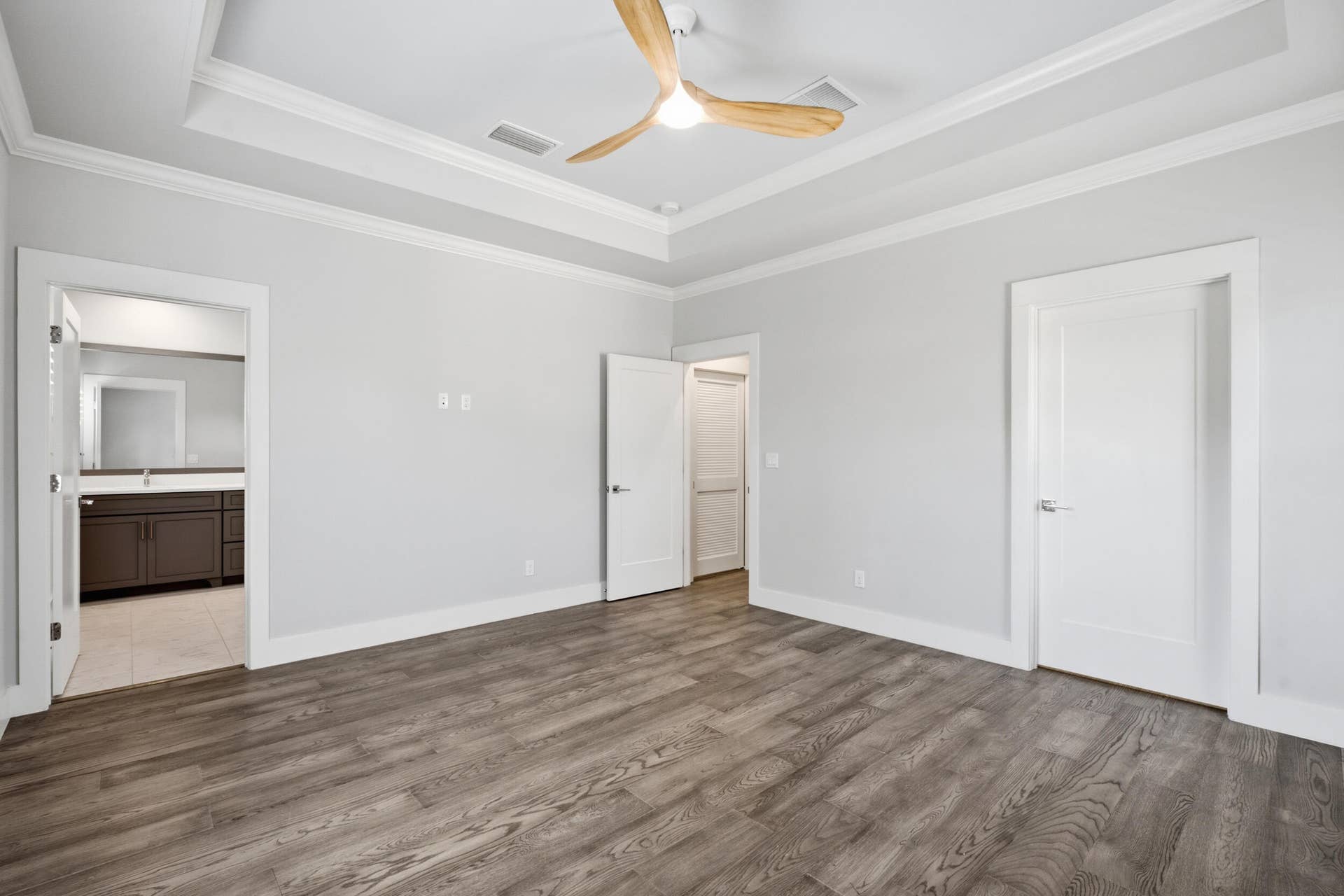 Primary bedroom and walk in closet
