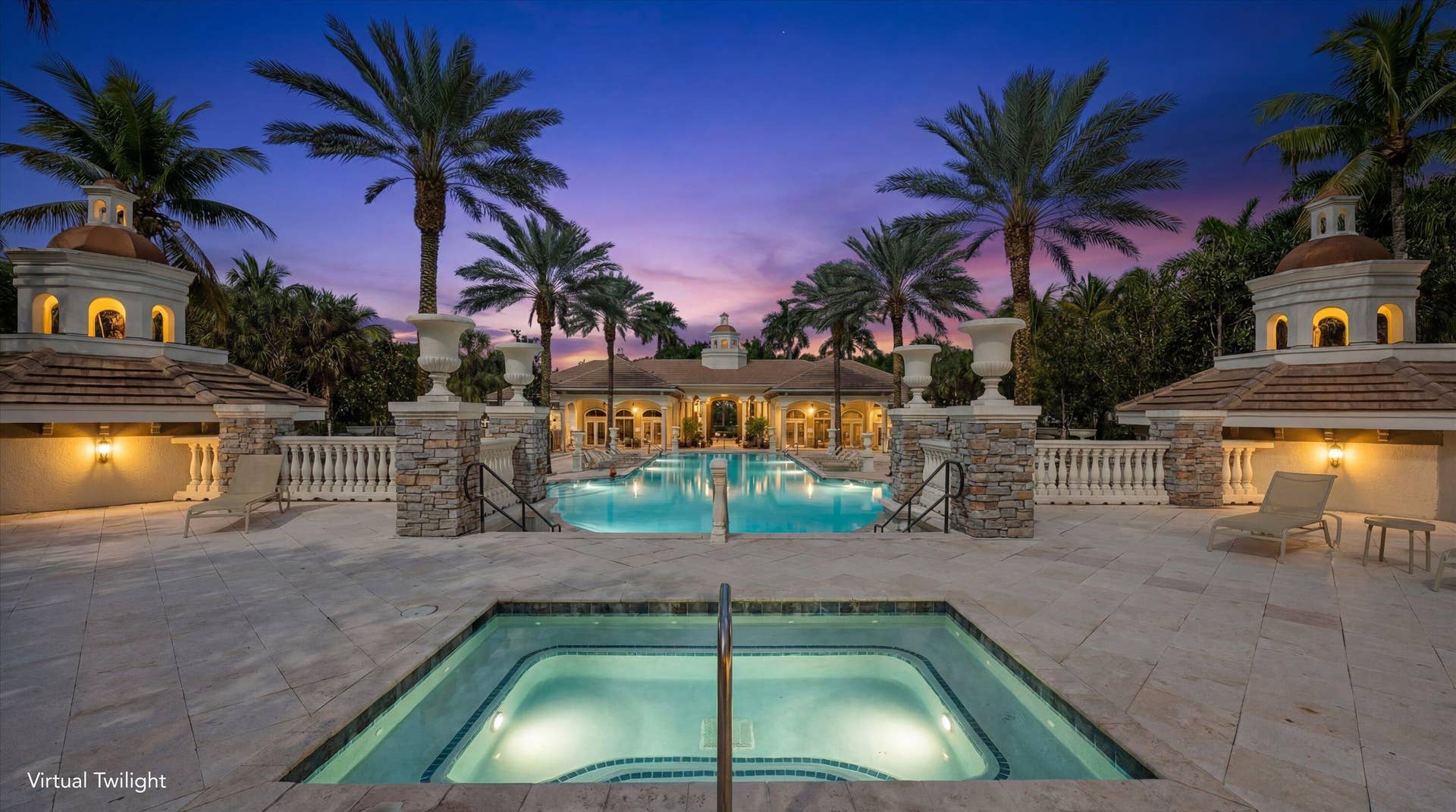 10586 Versailles Boulevard, Wellington, FL 33449 Hot Tub Twilight