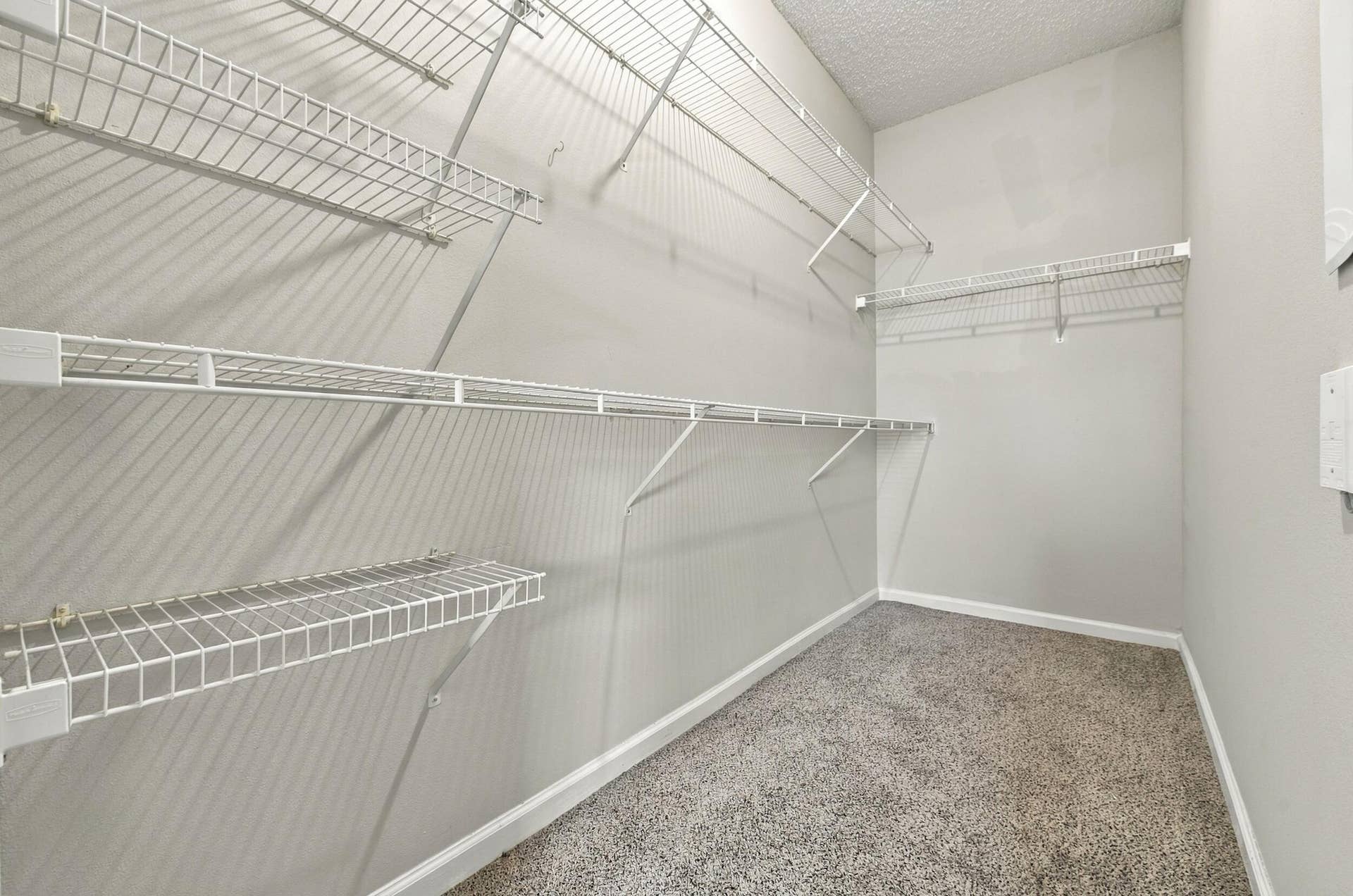 533 NE 3RD Avenue, #202, Fort Lauderdale, FL 33301 Walk-in storage space featuring neutral wall paint, high-density carpeting, and multi-tier wire shelving systems