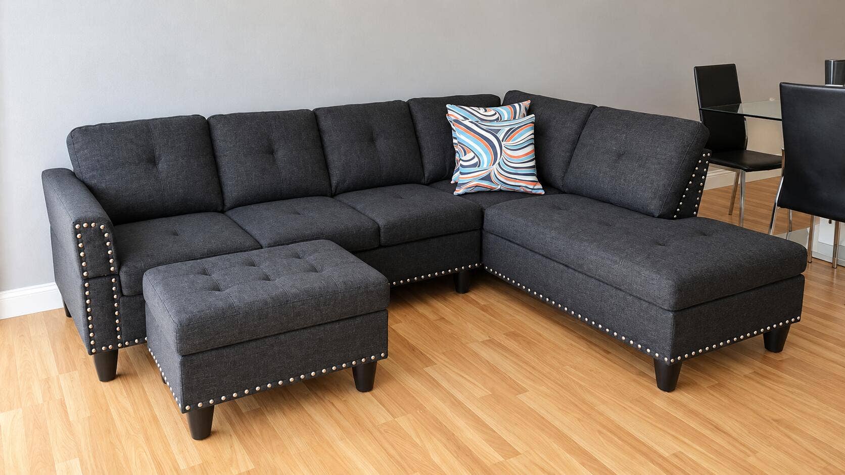 2030 S OCEAN Drive, #211, Hallandale Beach, FL 33009 Modern Charcoal Sectional Living Room